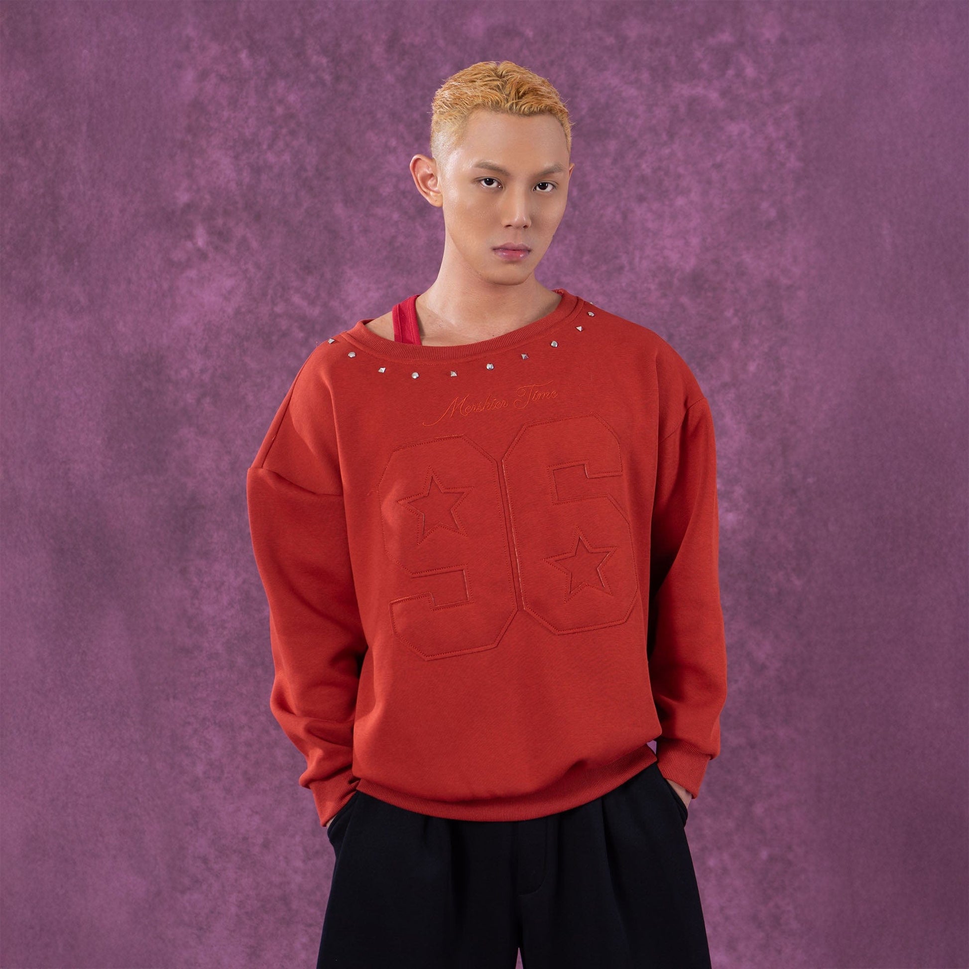 CLP No.96 Patch Studded Sweatshirt-Sweatshirt-S-Gray-Free Shipping Leatheretro