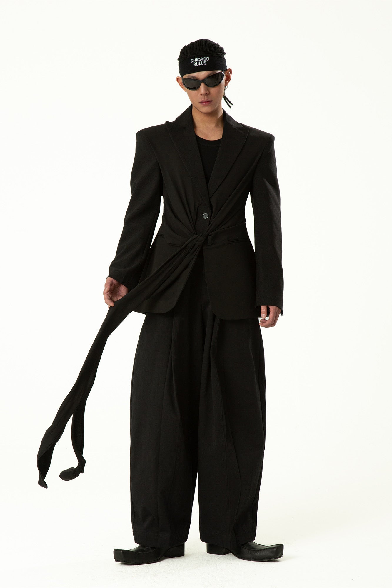 CLP Chic Draped Sash Waist Blazer-Jacket-S-Free Shipping Leatheretro