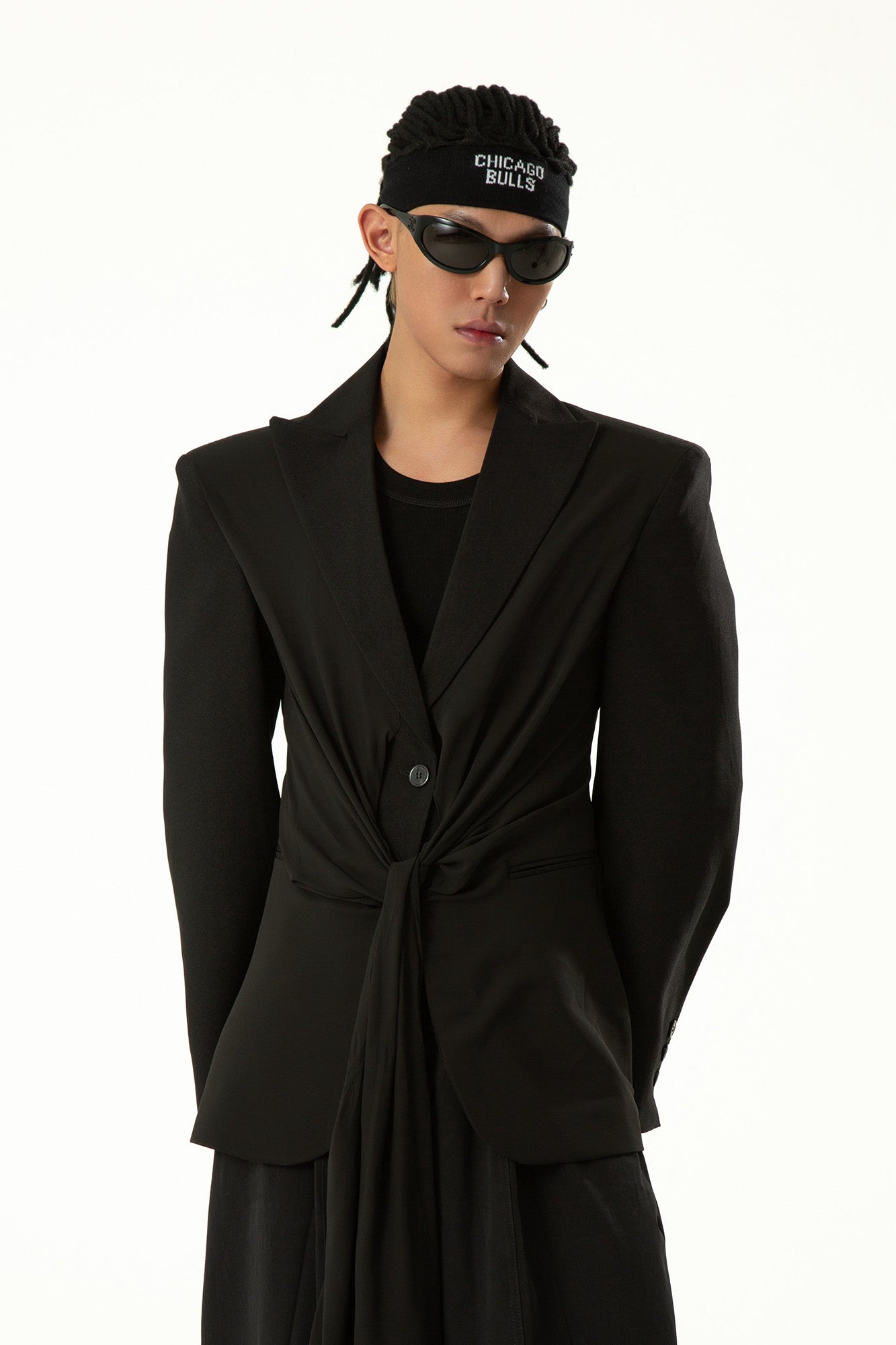 CLP Chic Draped Sash Waist Blazer-Jacket-S-Free Shipping Leatheretro