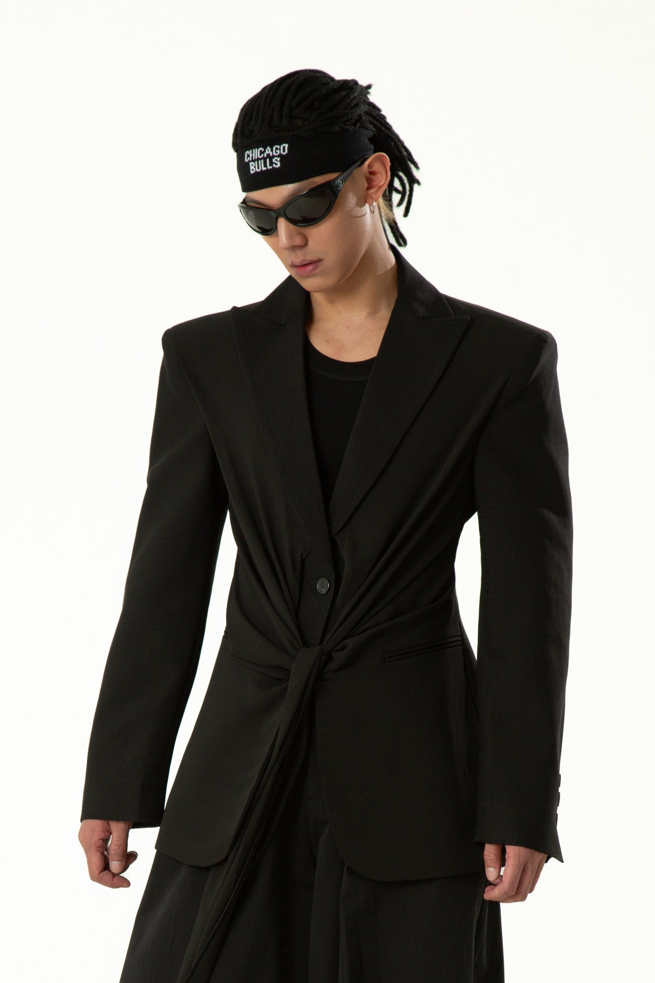 CLP Chic Draped Sash Waist Blazer-Jacket-S-Free Shipping Leatheretro