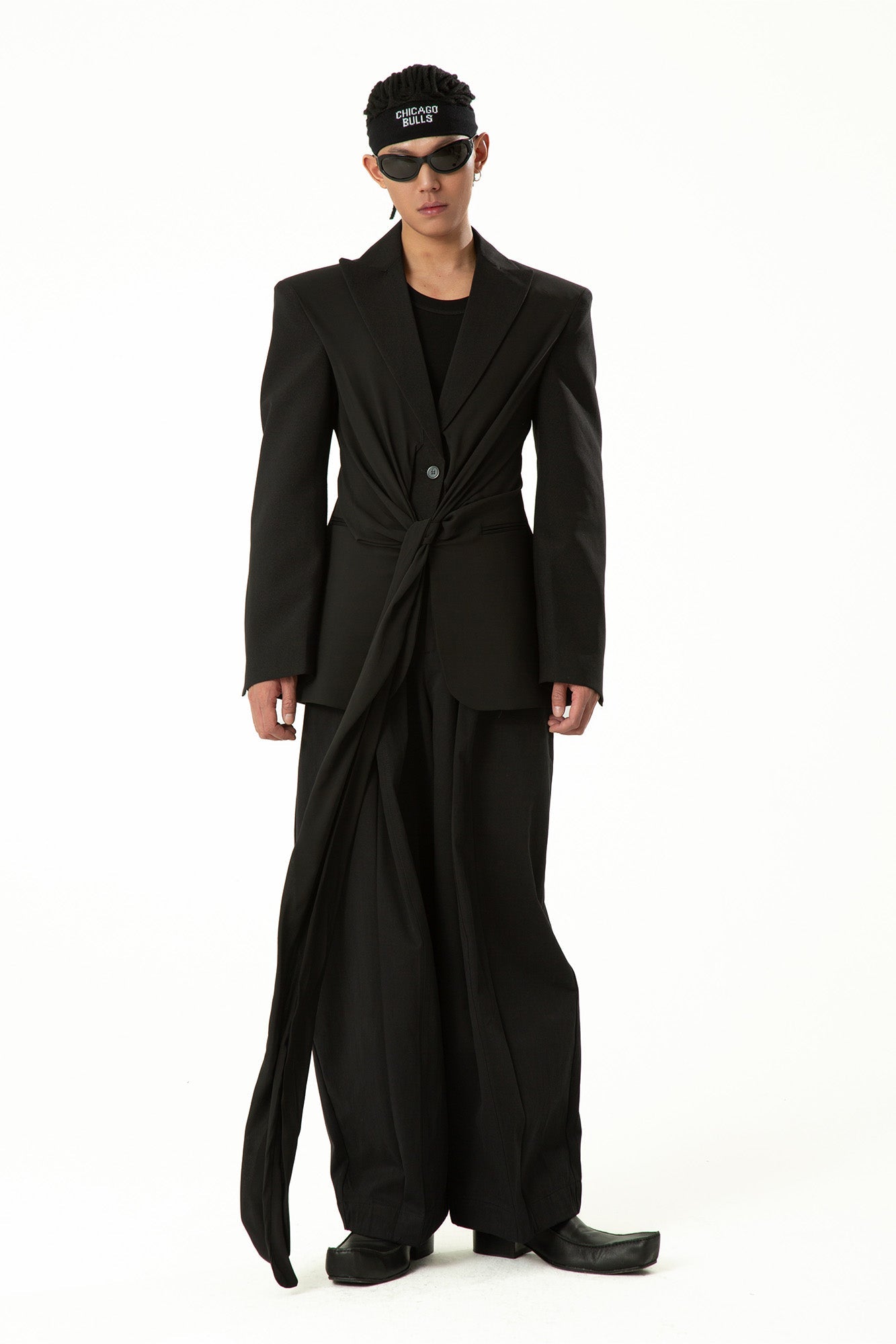 CLP Chic Draped Sash Waist Blazer-Jacket-S-Free Shipping Leatheretro
