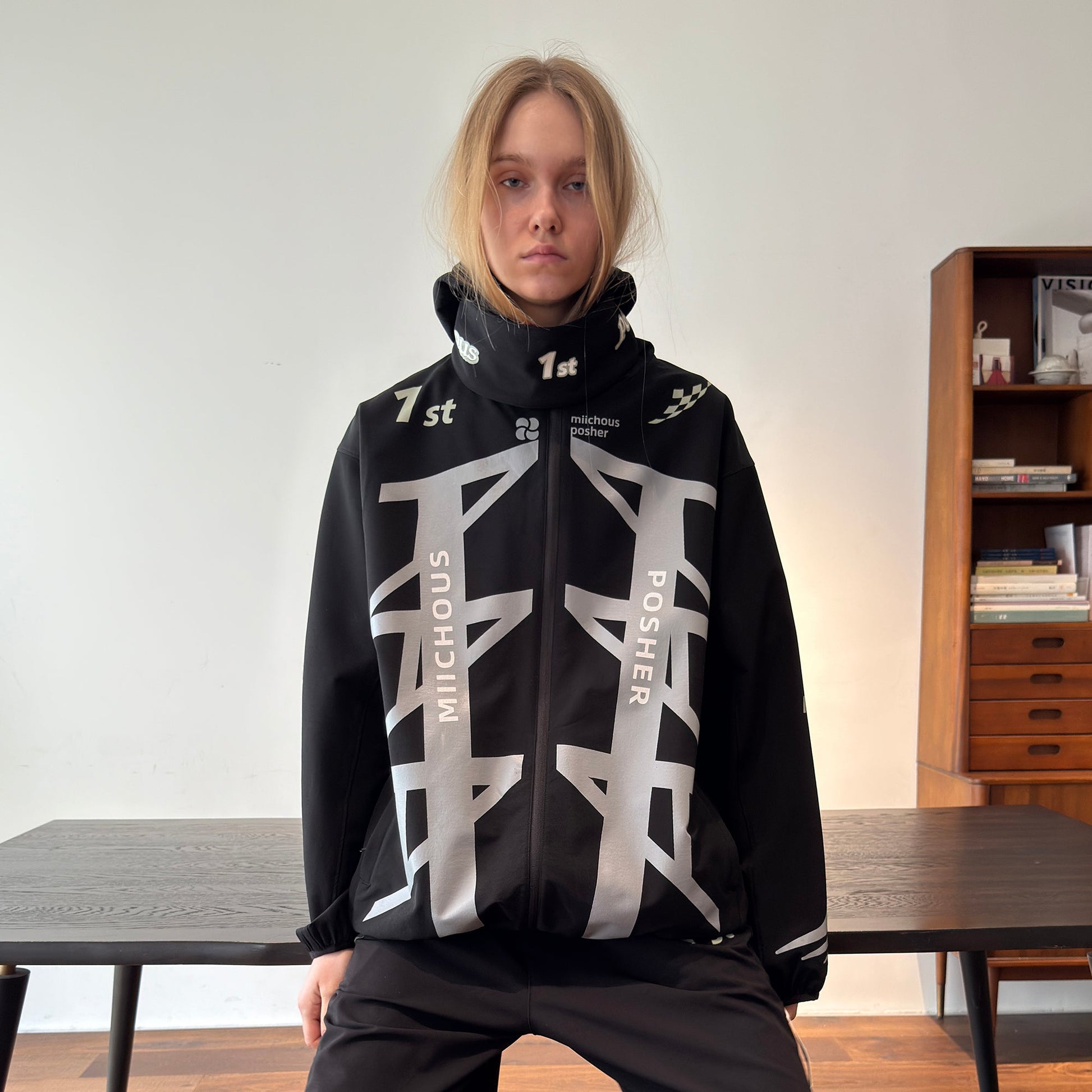 MIICHOUS 1st 3A Graphic Oversized Hooded Windbreaker-Jacket-S-Free Shipping Leatheretro