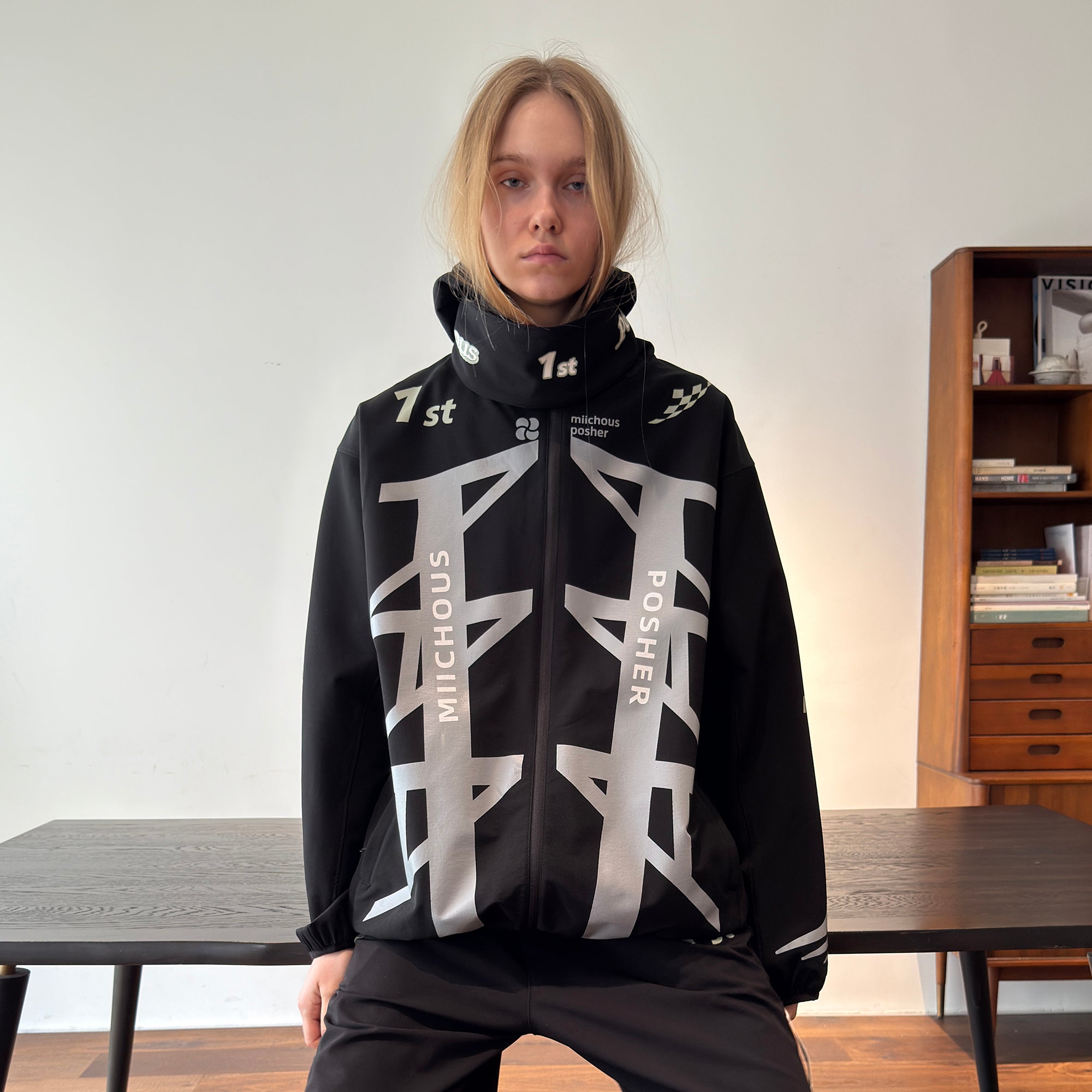 MIICHOUS 1st 3A Graphic Oversized Hooded Windbreaker-Jacket-S-Free Shipping Leatheretro