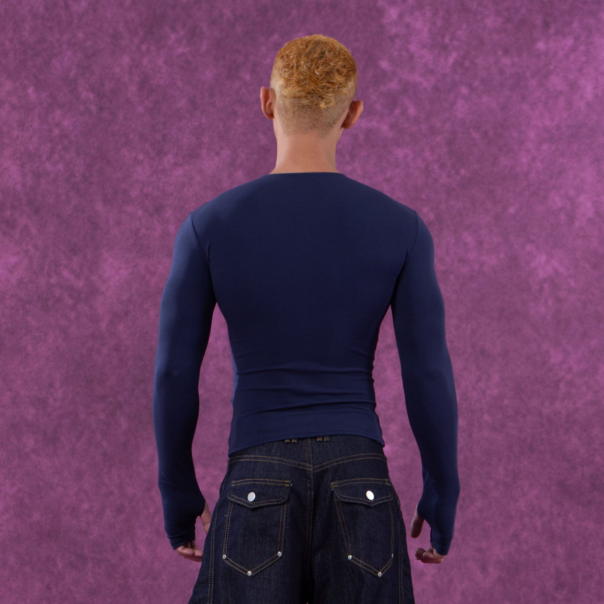 CLP V-Neck Zip-Up Slim Long-Sleeve Tee-L/S Tee-S-Free Shipping Leatheretro