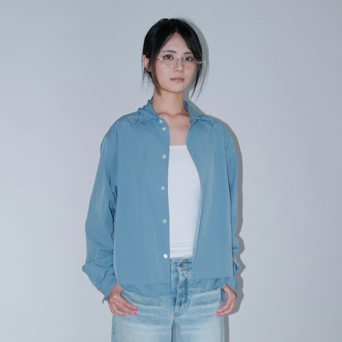 IN EXISTENCE Wired Formable Edge Layered Hem Shirt-Shirt-S-Free Shipping Leatheretro