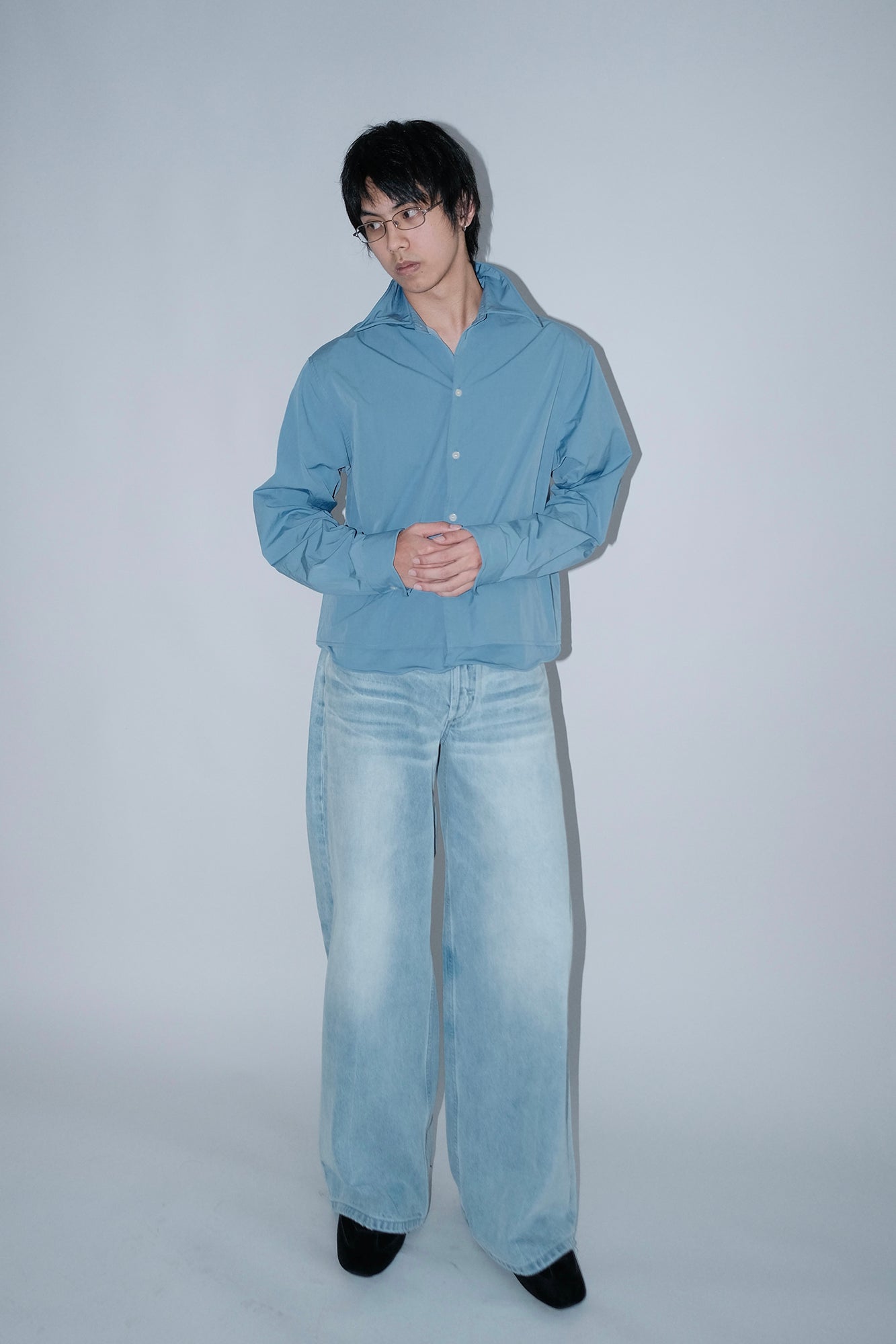 IN EXISTENCE Wired Formable Edge Layered Hem Shirt-Shirt-S-Free Shipping Leatheretro