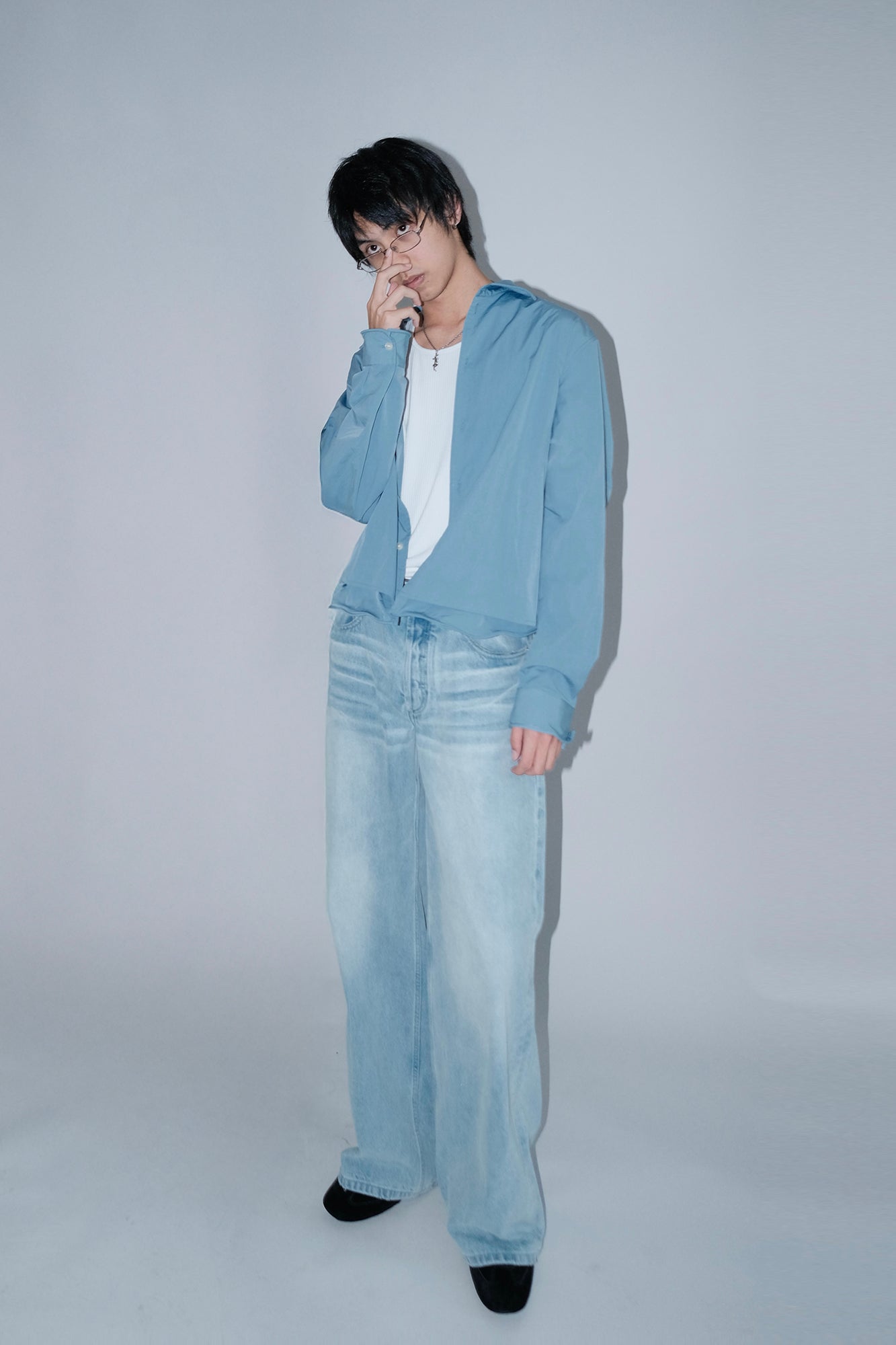 IN EXISTENCE Wired Formable Edge Layered Hem Shirt-Shirt-S-Free Shipping Leatheretro