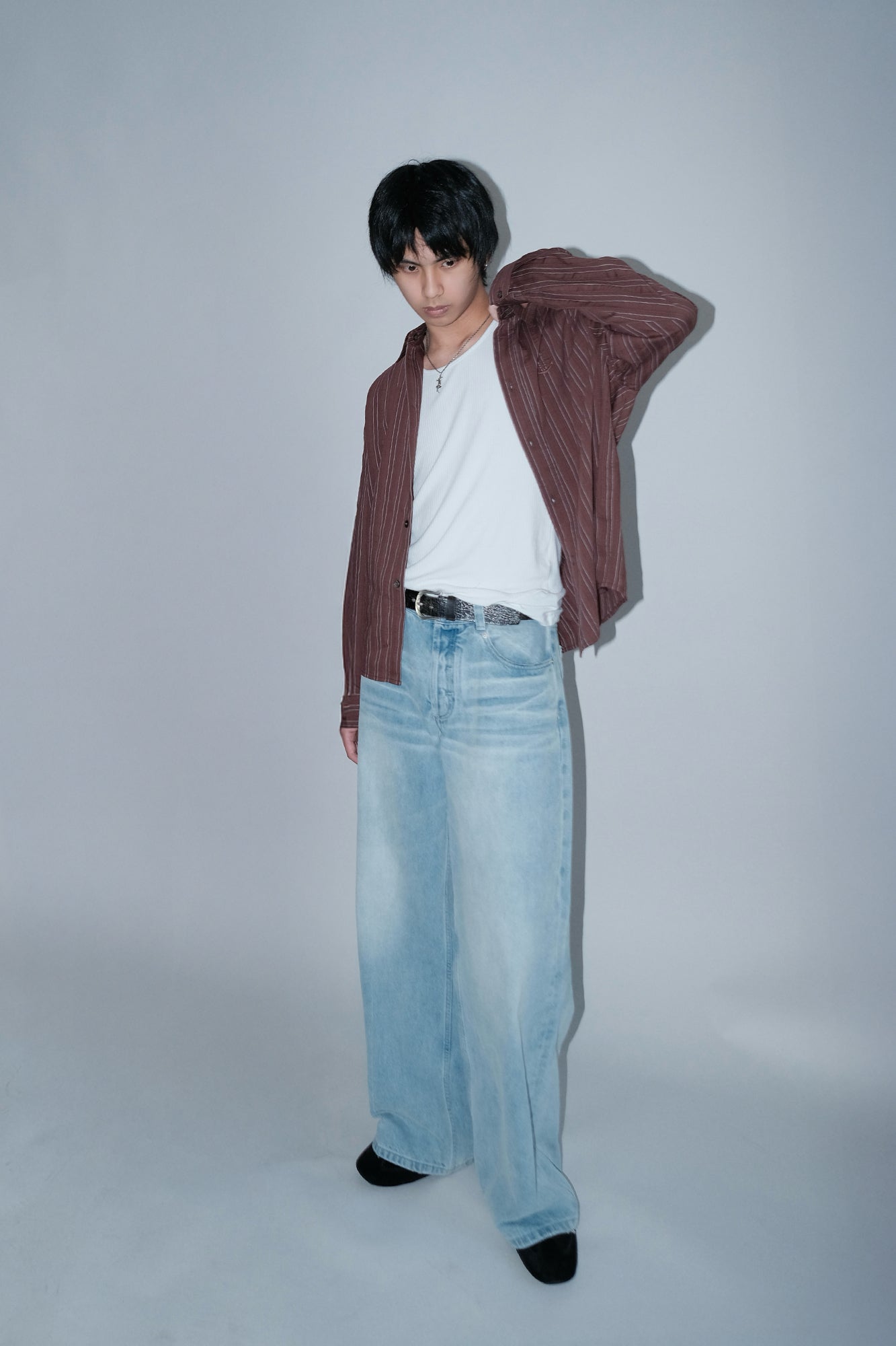 IN EXISTENCE Pinstriped Detachable-Collar Shirt-Shirt-S-Free Shipping Leatheretro