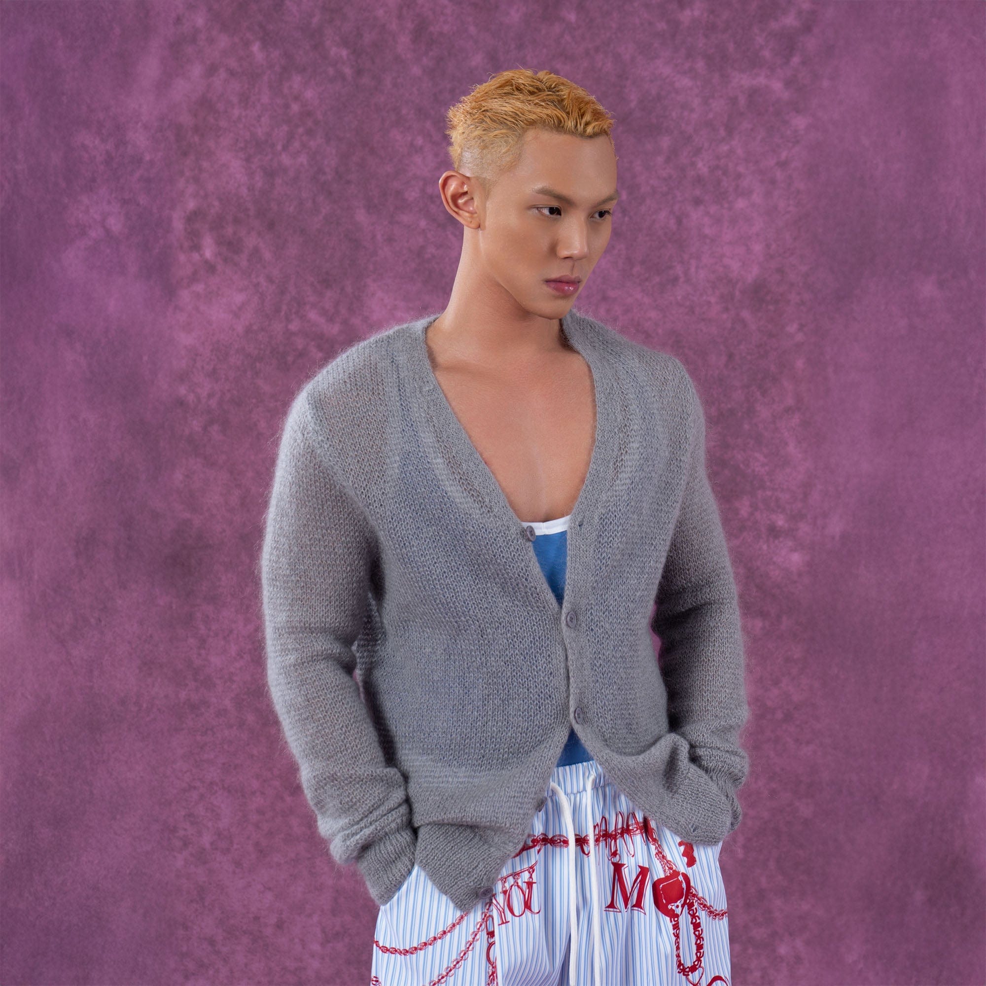 CLP Mohair V-Neck Cardigan-Sweater-M-Free Shipping Leatheretro