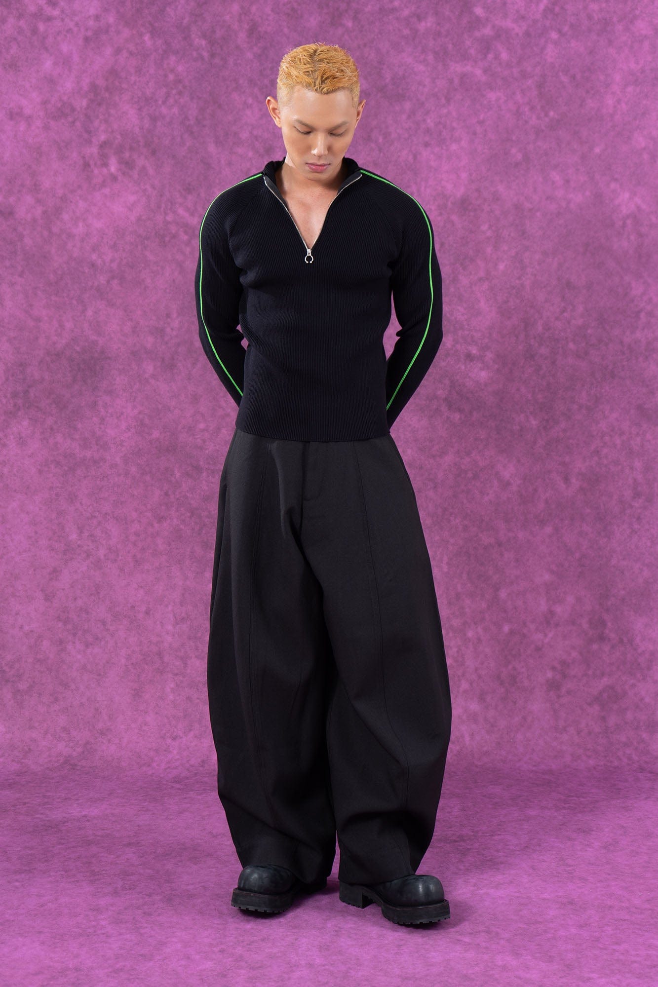 CLP Raglan Half-Zip Ribbed Slim Sweater-Sweater-M-Free Shipping Leatheretro