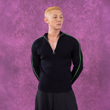 CLP Raglan Half-Zip Ribbed Slim Sweater-Sweater-M-Free Shipping Leatheretro