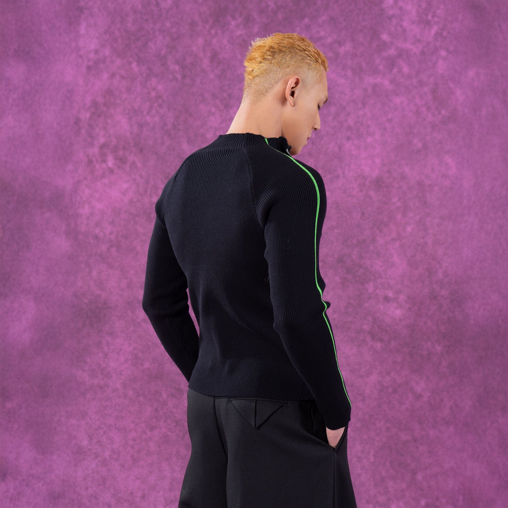 CLP Raglan Half-Zip Ribbed Slim Sweater-Sweater-M-Free Shipping Leatheretro