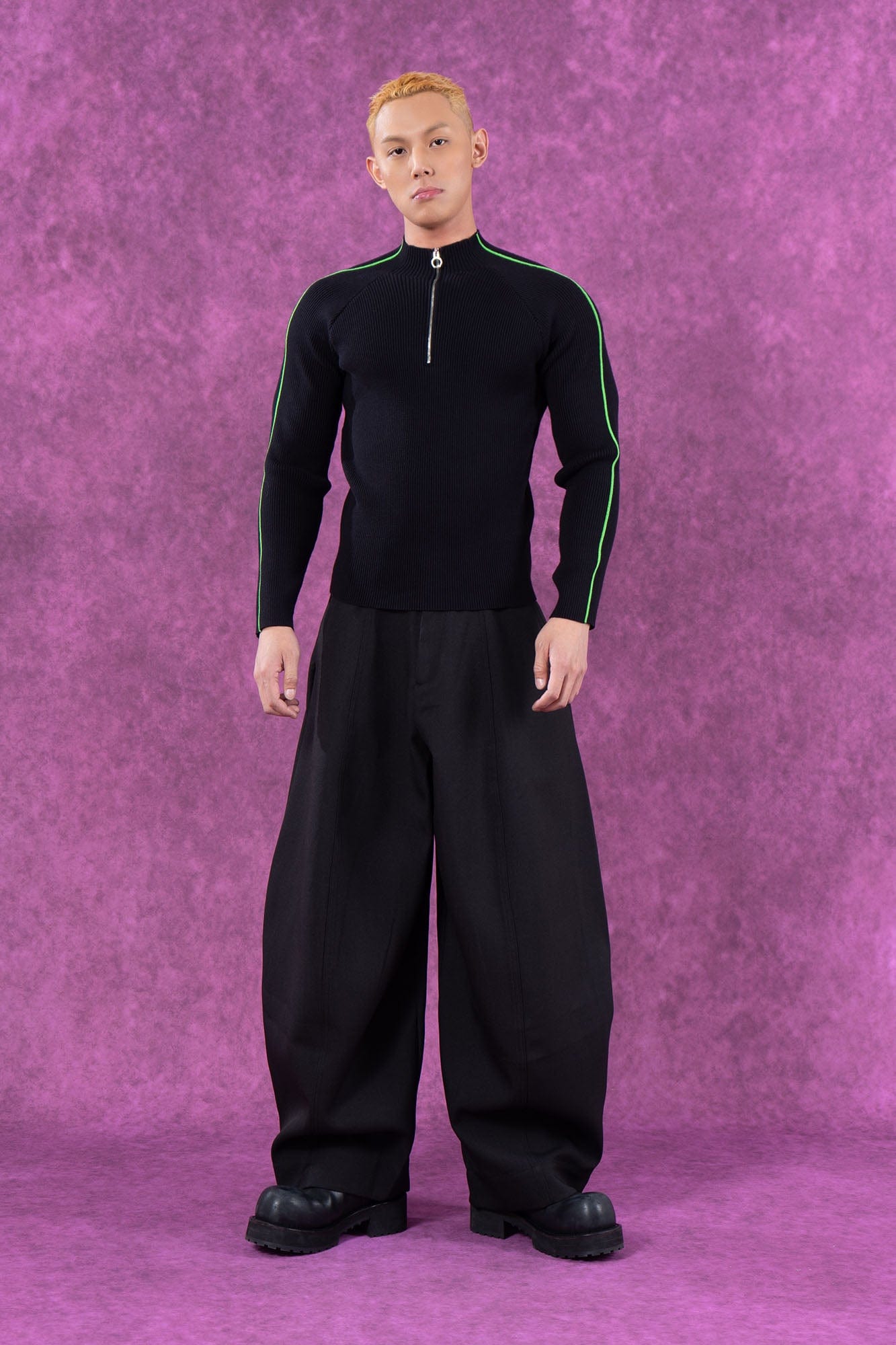 CLP Raglan Half-Zip Ribbed Slim Sweater-Sweater-M-Free Shipping Leatheretro