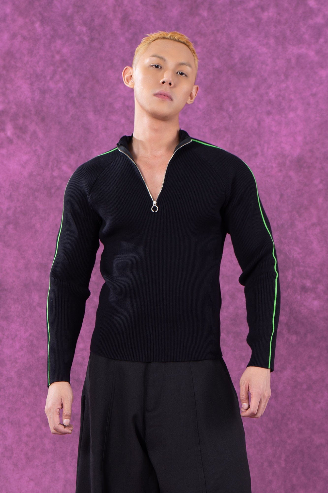 CLP Raglan Half-Zip Ribbed Slim Sweater-Sweater-M-Free Shipping Leatheretro