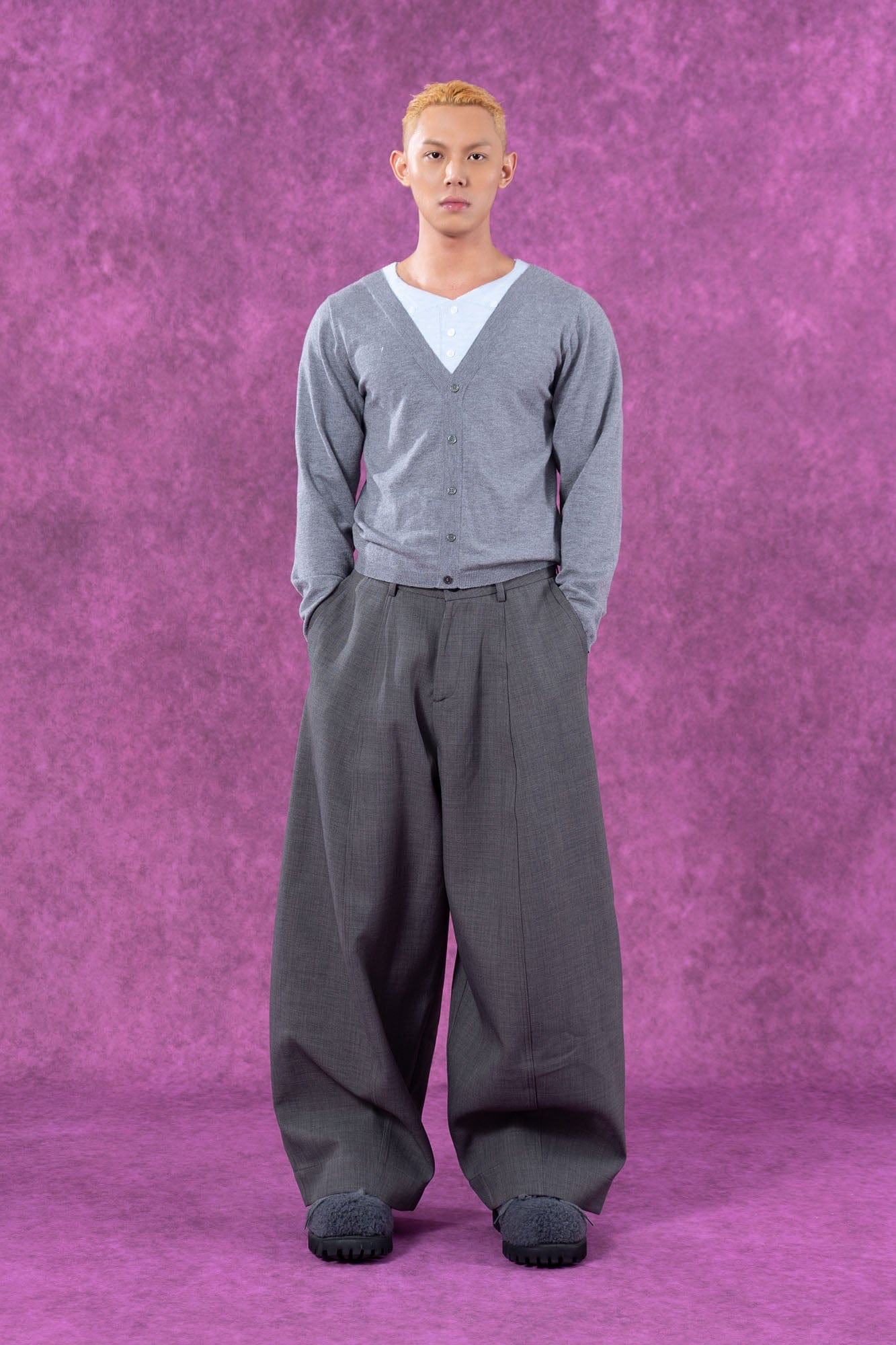 CLP Layered V-Neck Cardigan-Sweater-M-Free Shipping Leatheretro