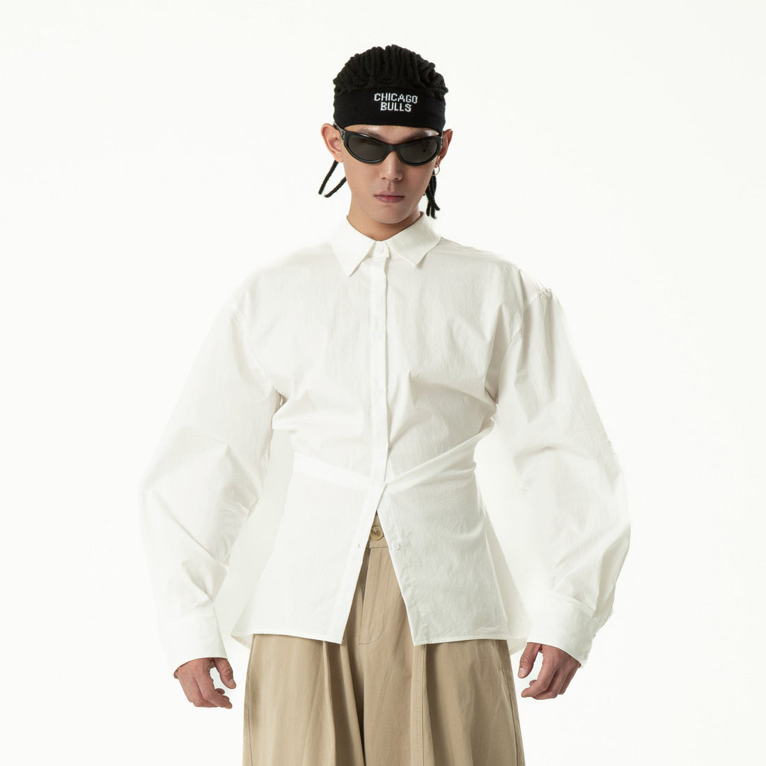 CLP Tailored Waist-Cinched Shirt-Shirt-S-Black-Free Shipping Leatheretro