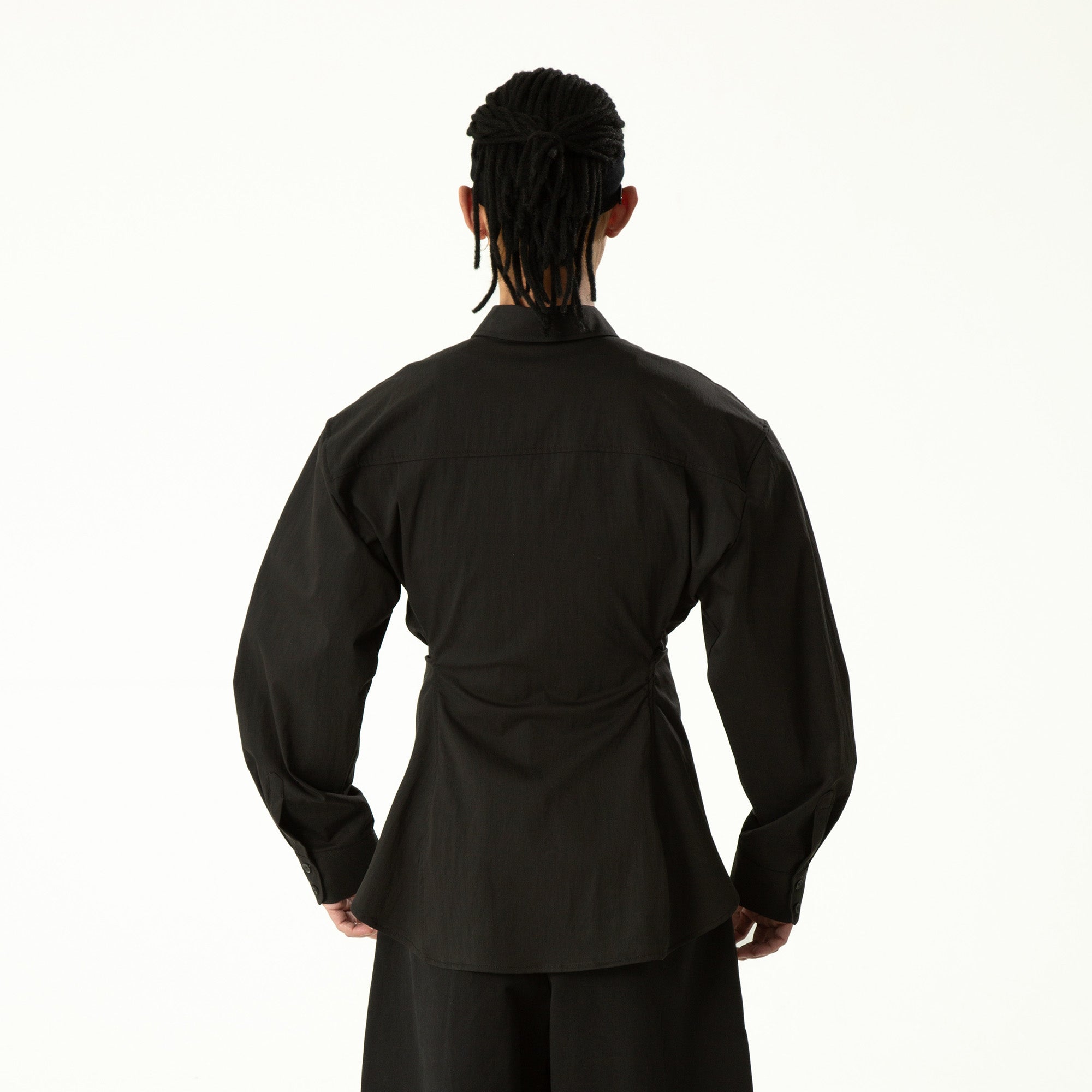 CLP Tailored Waist-Cinched Shirt-Shirt-S-Black-Free Shipping Leatheretro