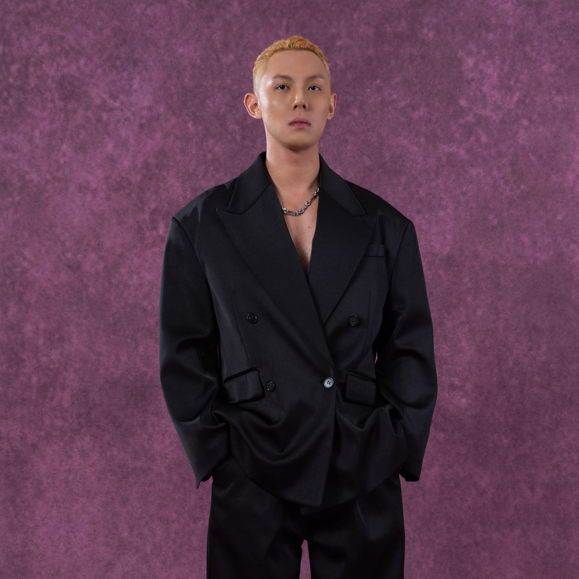 CLP Satin Double-Breasted Oversized Blazer-Jacket-S-Coffee-Free Shipping Leatheretro