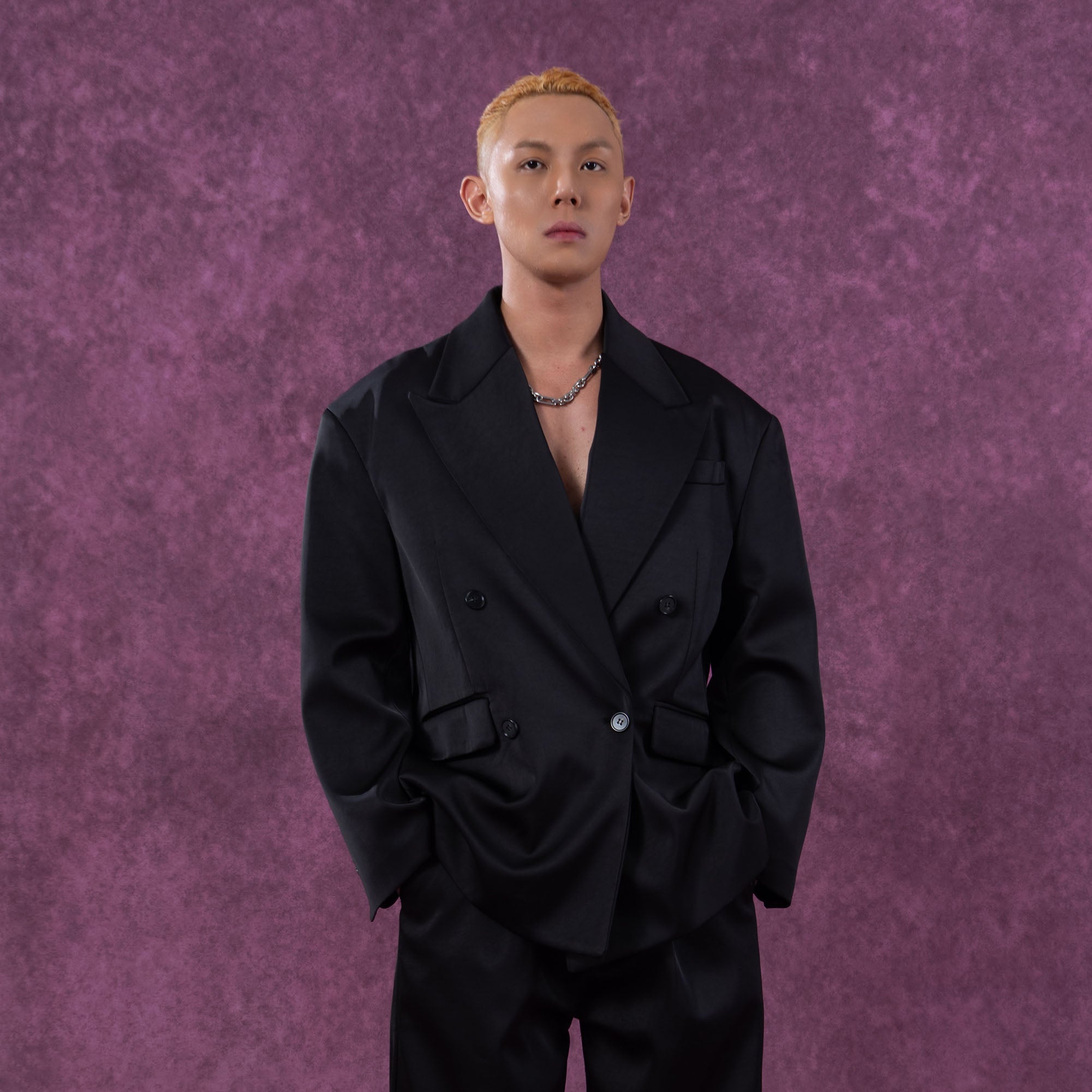 CLP Satin Double-Breasted Oversized Blazer-Jacket-S-Coffee-Free Shipping Leatheretro