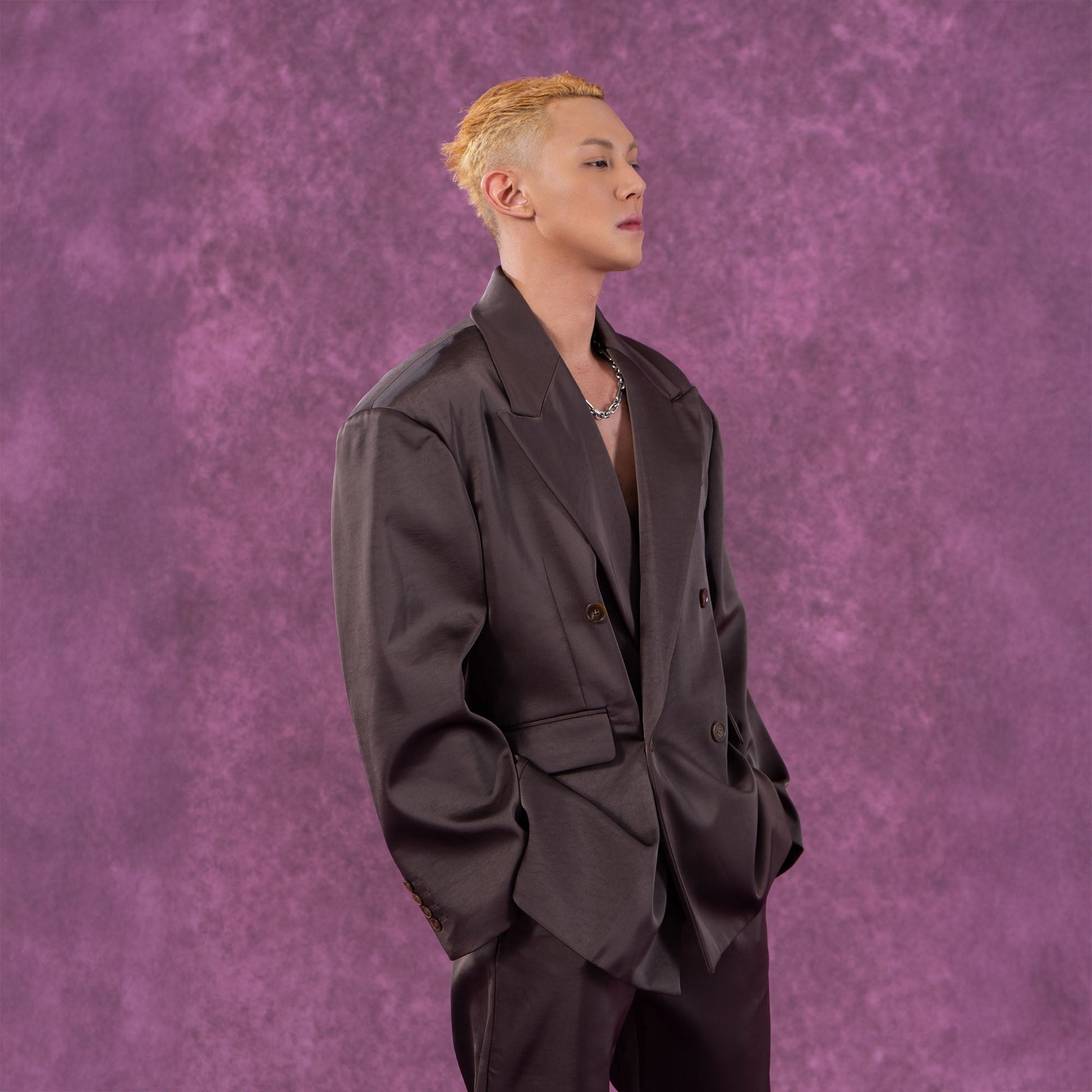 CLP Satin Double-Breasted Oversized Blazer-Jacket-S-Coffee-Free Shipping Leatheretro