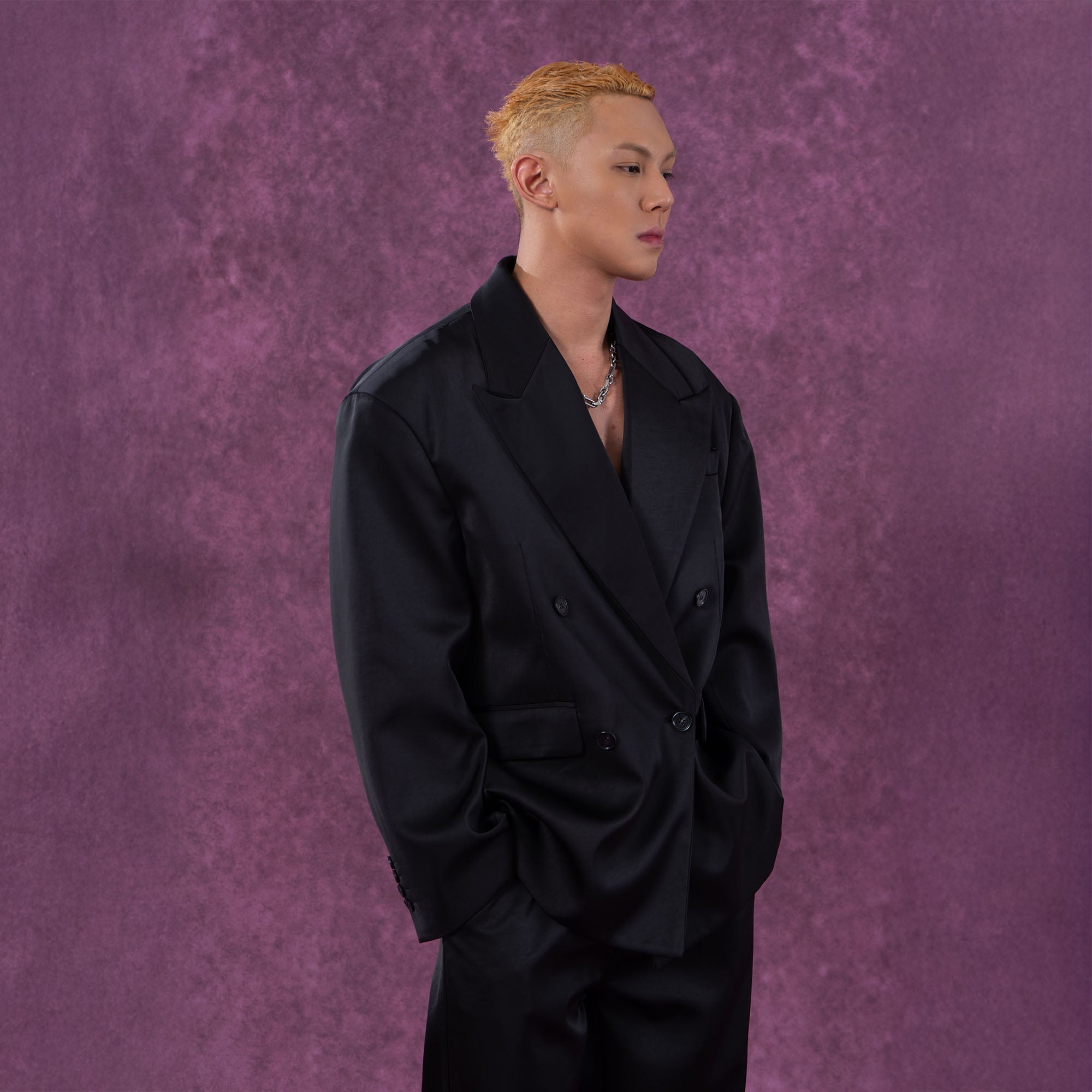 CLP Satin Double-Breasted Oversized Blazer-Jacket-S-Coffee-Free Shipping Leatheretro