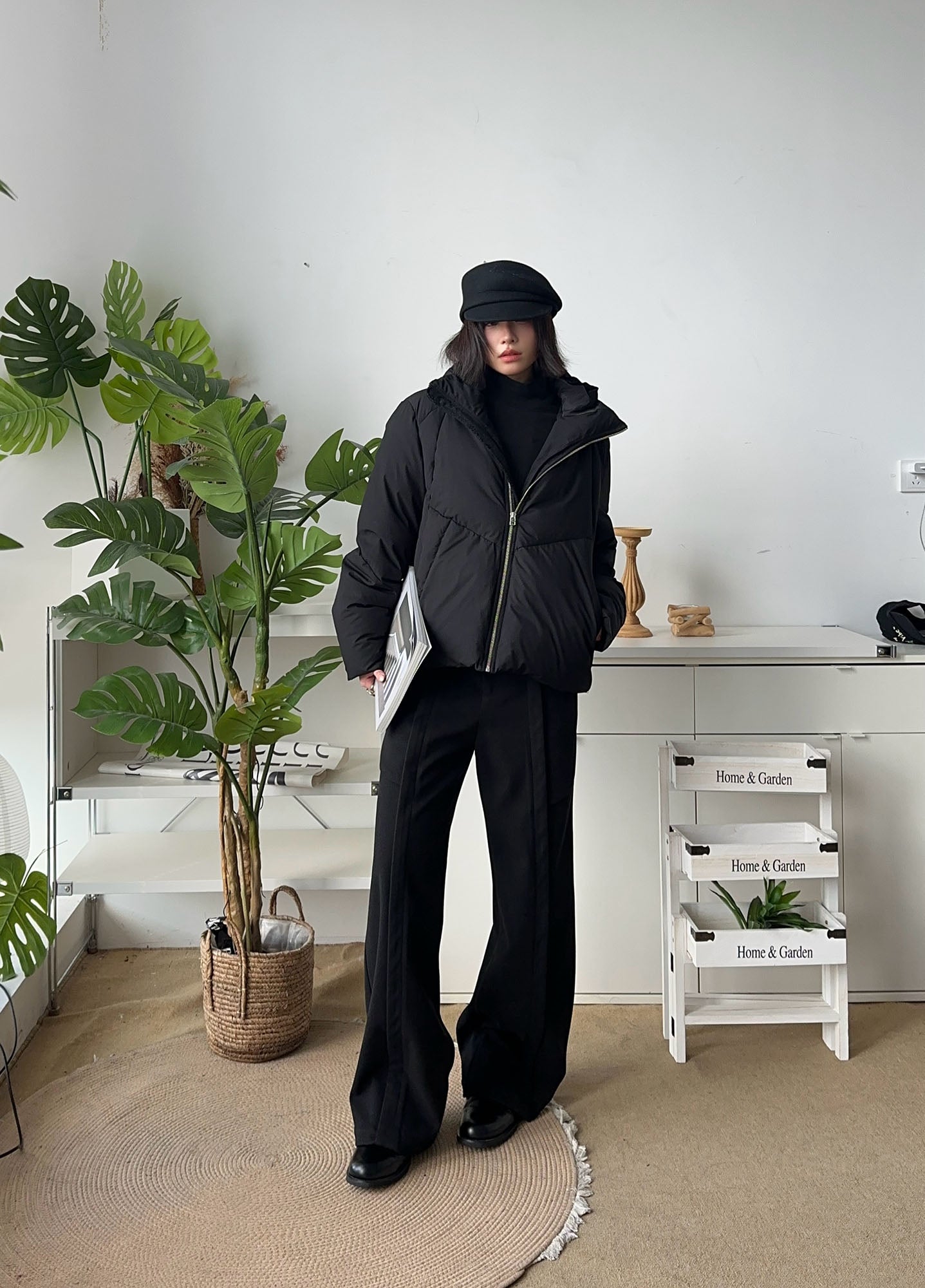 OKAYTHXBYE Essential Patterned Lapel Down Jacket-Jacket-S (Preorder)-Free Shipping Leatheretro