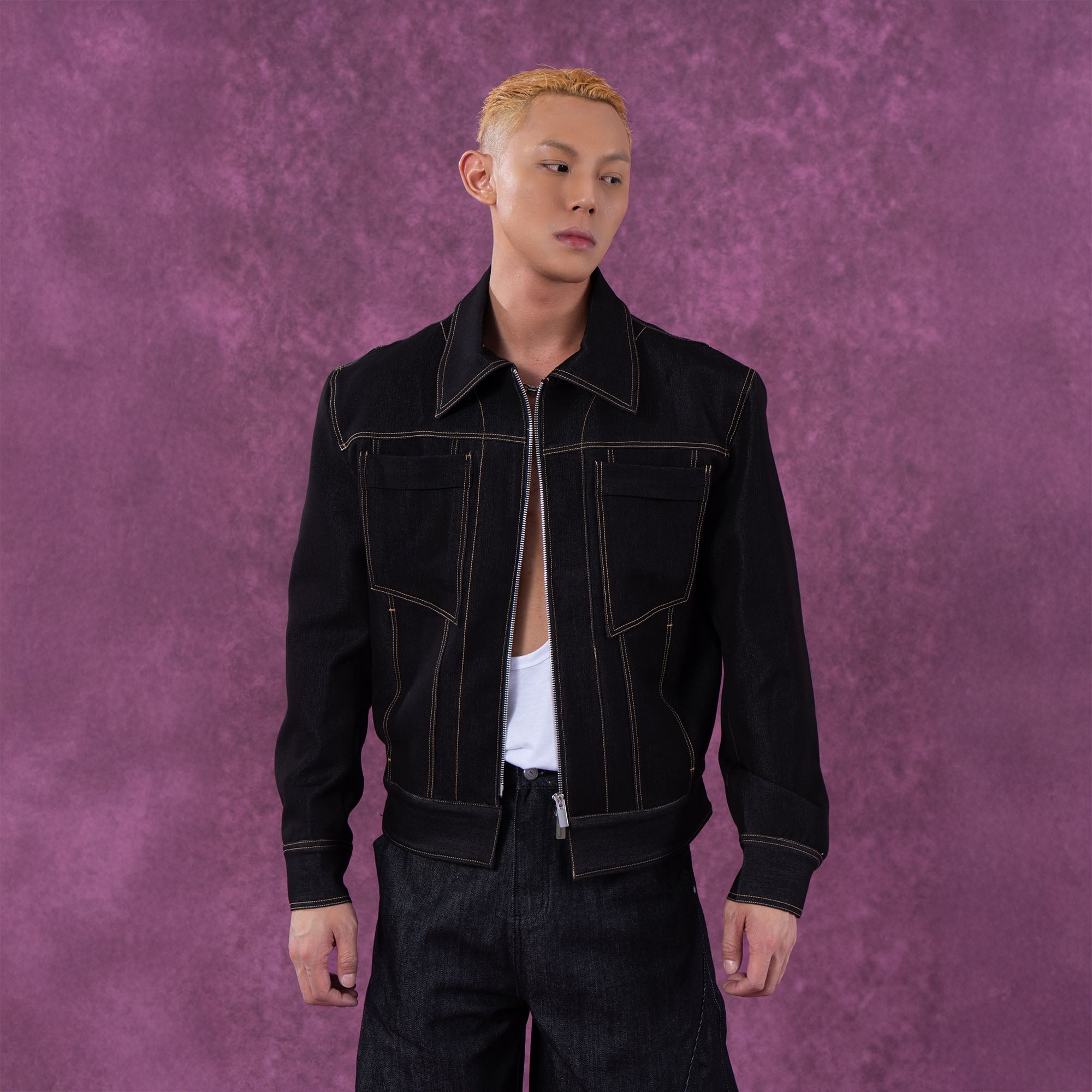 CLP Classical Stitched Utility Denim Jacket-Jacket-S-Black-Free Shipping Leatheretro