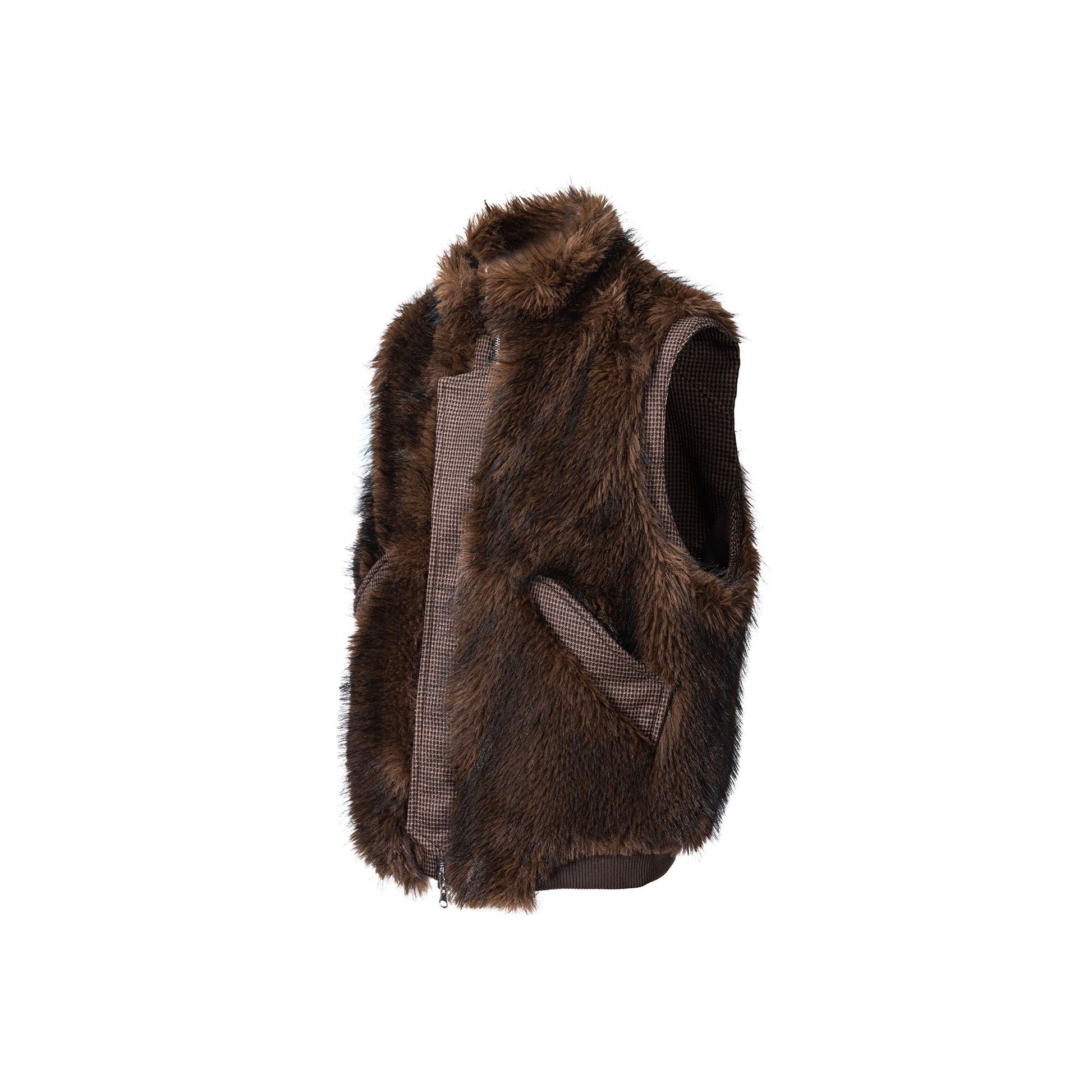 CATSSTAC Reversible Plaid Faux Fur Vest-Vest-M (Preorder)-Free Shipping Leatheretro
