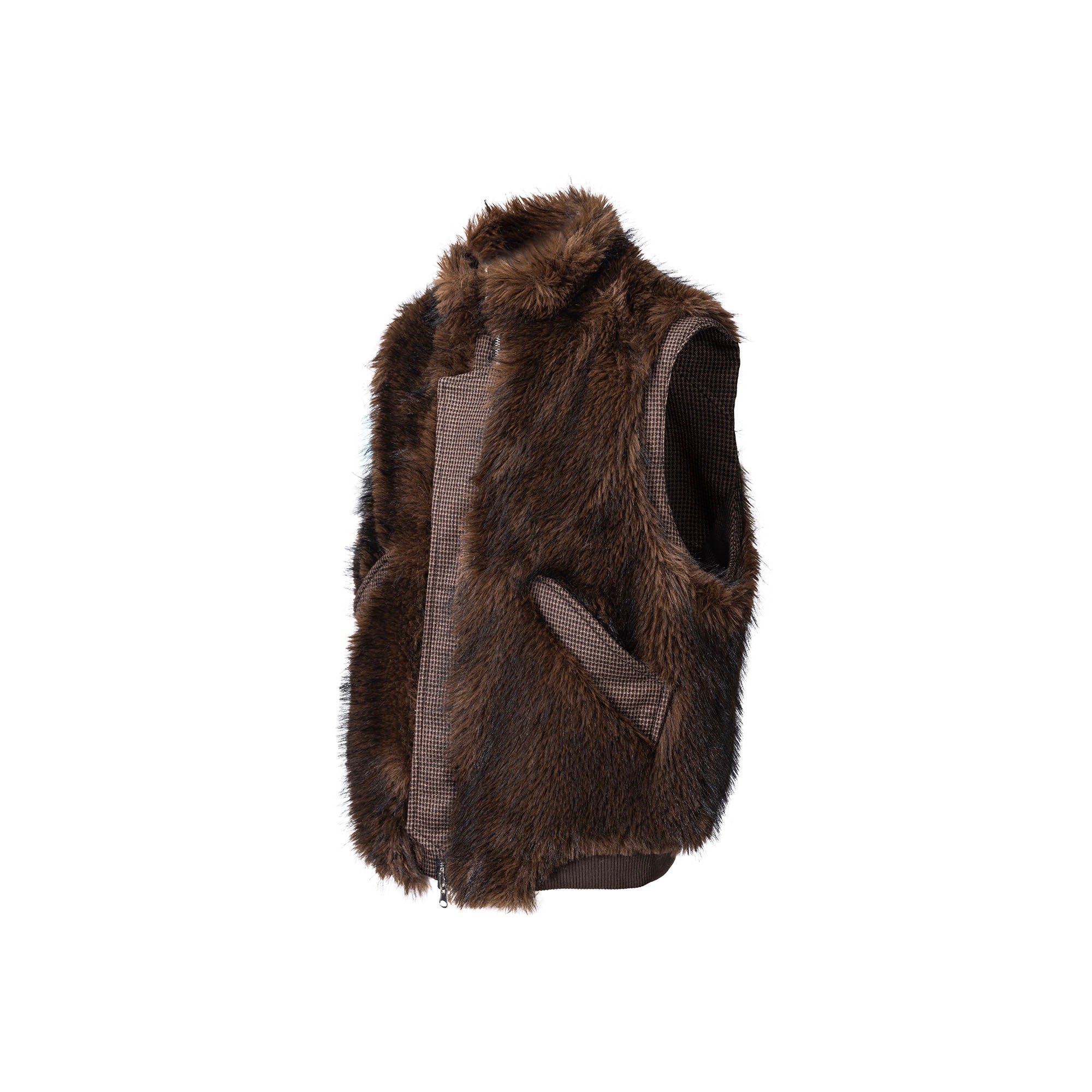 CATSSTAC Reversible Plaid Faux Fur Vest-Vest-M (Preorder)-Free Shipping Leatheretro