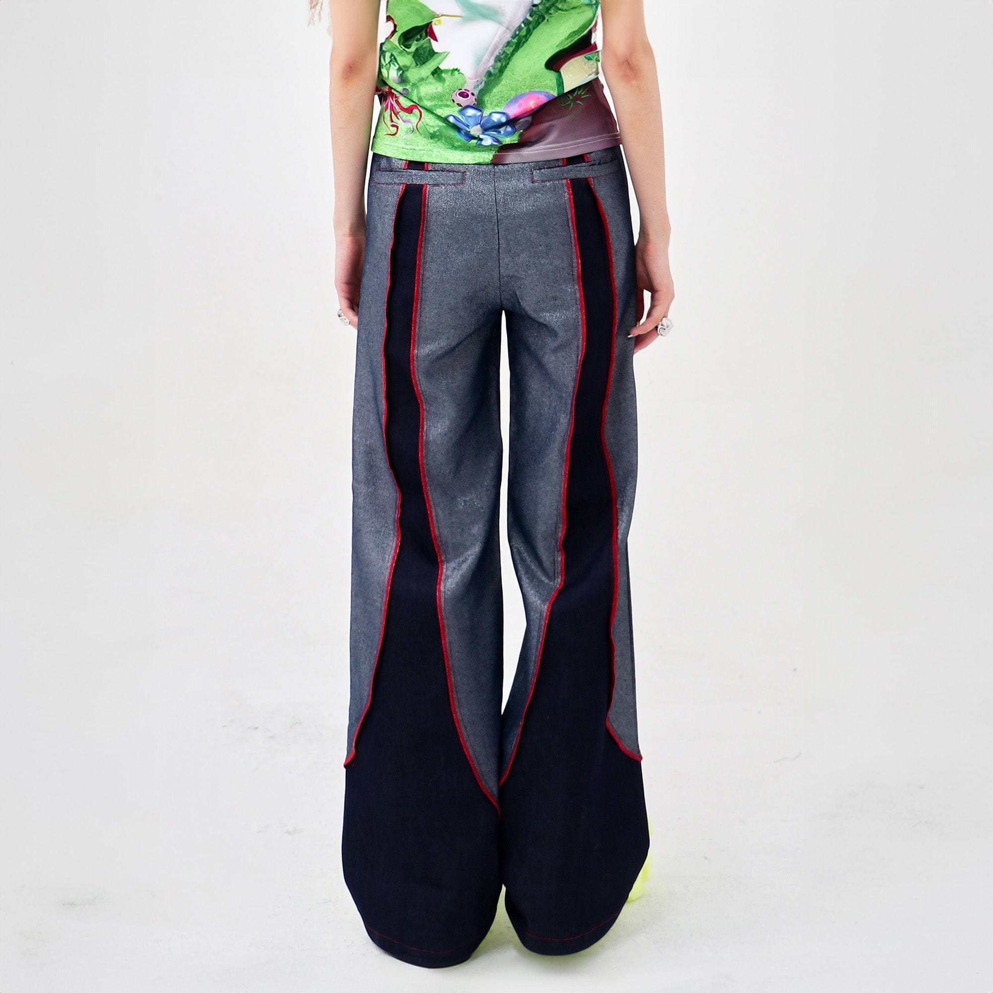 EMBRYO Four-Point Star Spliced Flared Pants-Pants-M-Free Shipping Leatheretro