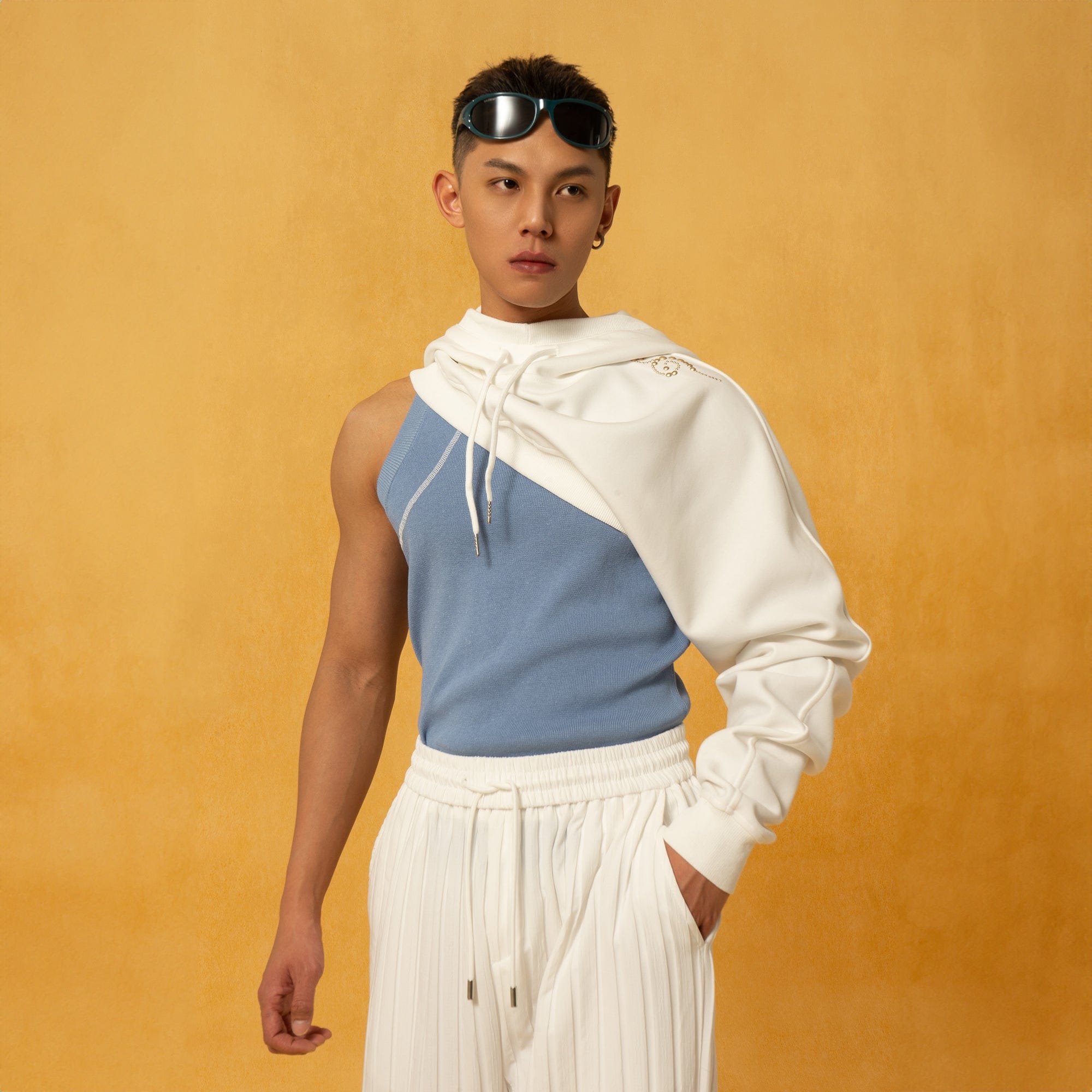 CLP Asymmetrical One-Sleeve Hoodie-Hoodie-One Size-Grey-Free Shipping Leatheretro