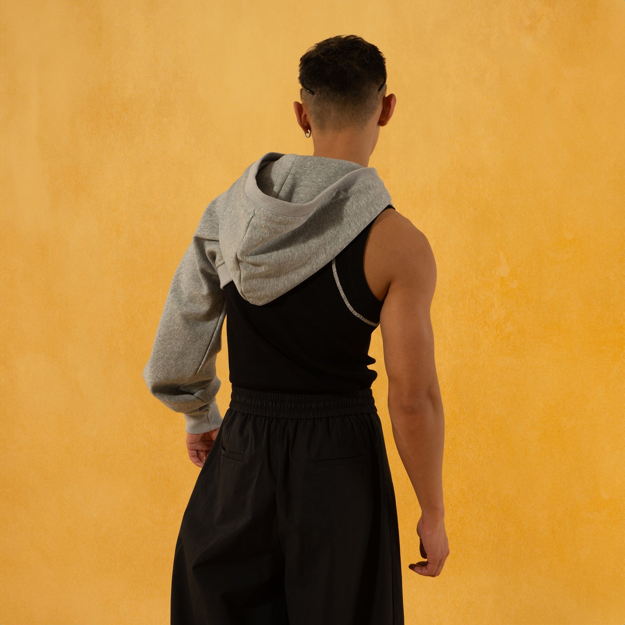 CLP Asymmetrical One-Sleeve Hoodie-Hoodie-One Size-Grey-Free Shipping Leatheretro