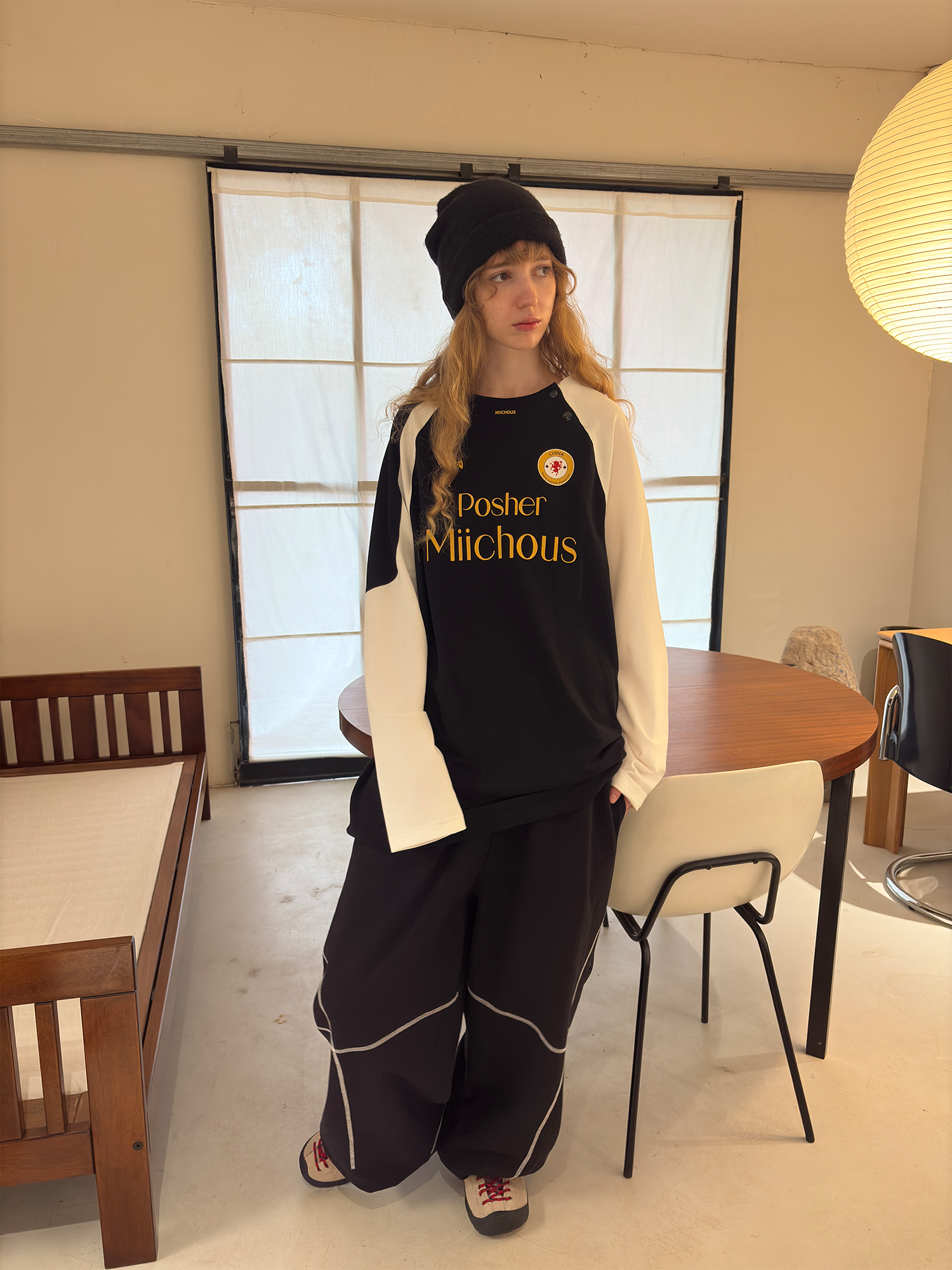 MIICHOUS Snap Contrast Quick-Dry Long-Sleeve Tee-L/S Tee-S (Preorder)-Brown-Free Shipping Leatheretro