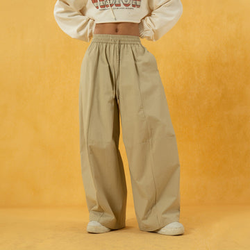 CLP Spliced Pleated Drawstring Wide-Leg Pants-Pants-S-Khaki-Free Shipping Leatheretro