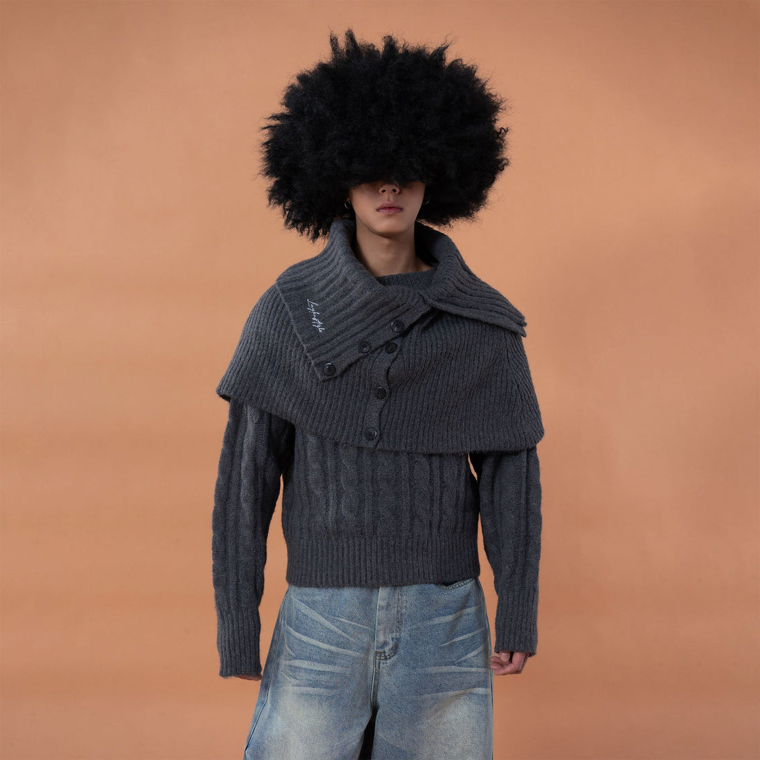CLP Detachable Capelet Collar Layered Sweater-Sweater-S-Free Shipping Leatheretro