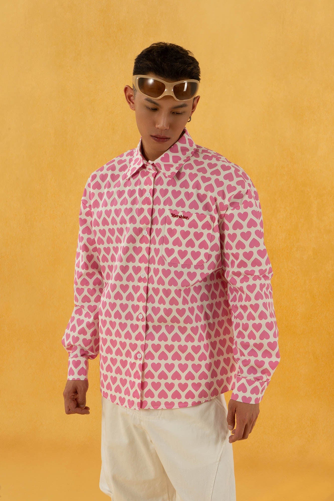 CLP Pink Heart Full-Print Shirt-Shirt-M-Free Shipping Leatheretro