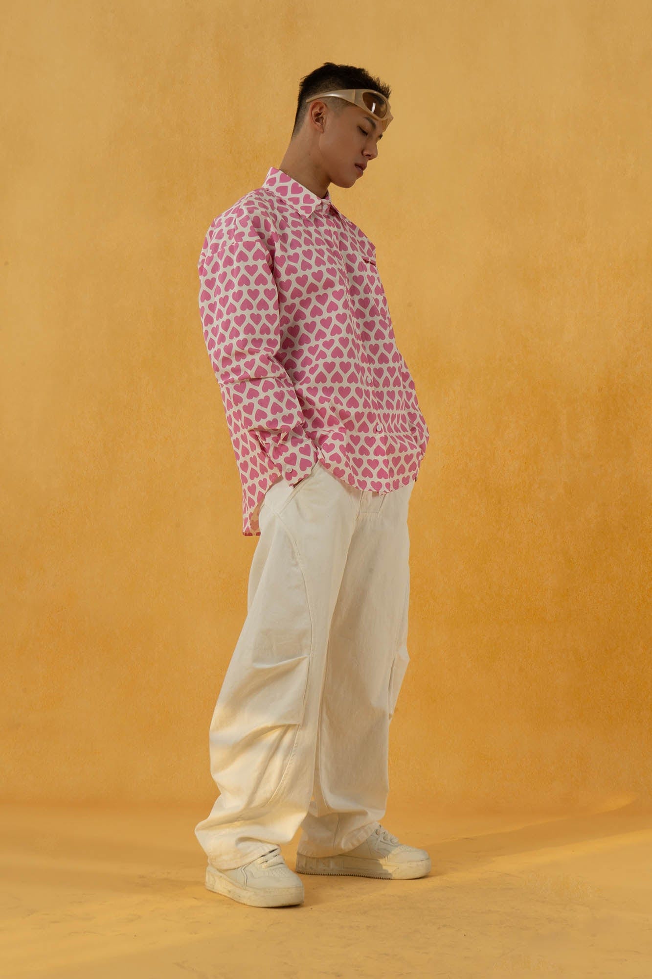 CLP Pink Heart Full-Print Shirt-Shirt-M-Free Shipping Leatheretro