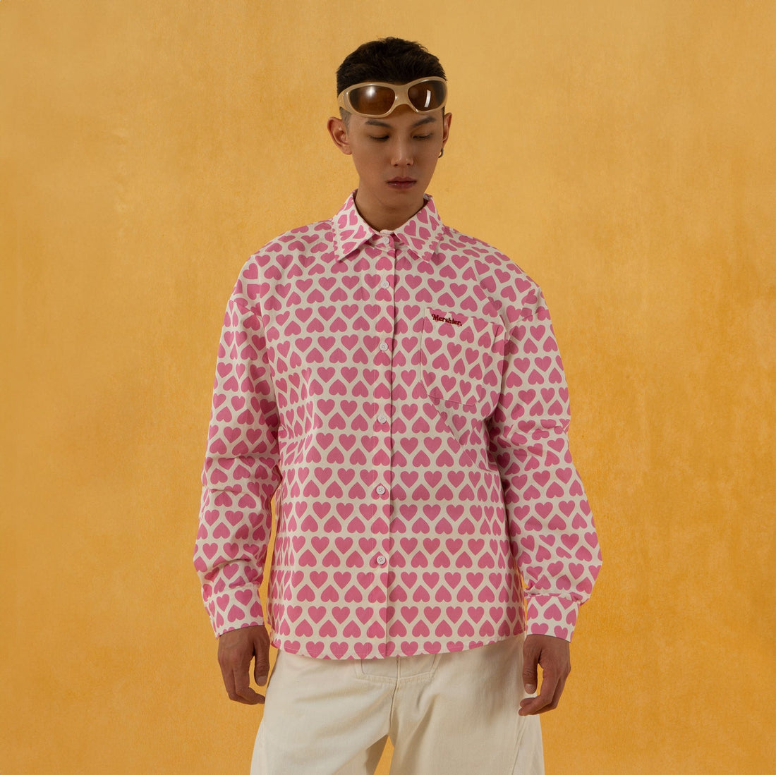 CLP Pink Heart Full-Print Shirt-Shirt-M-Free Shipping Leatheretro