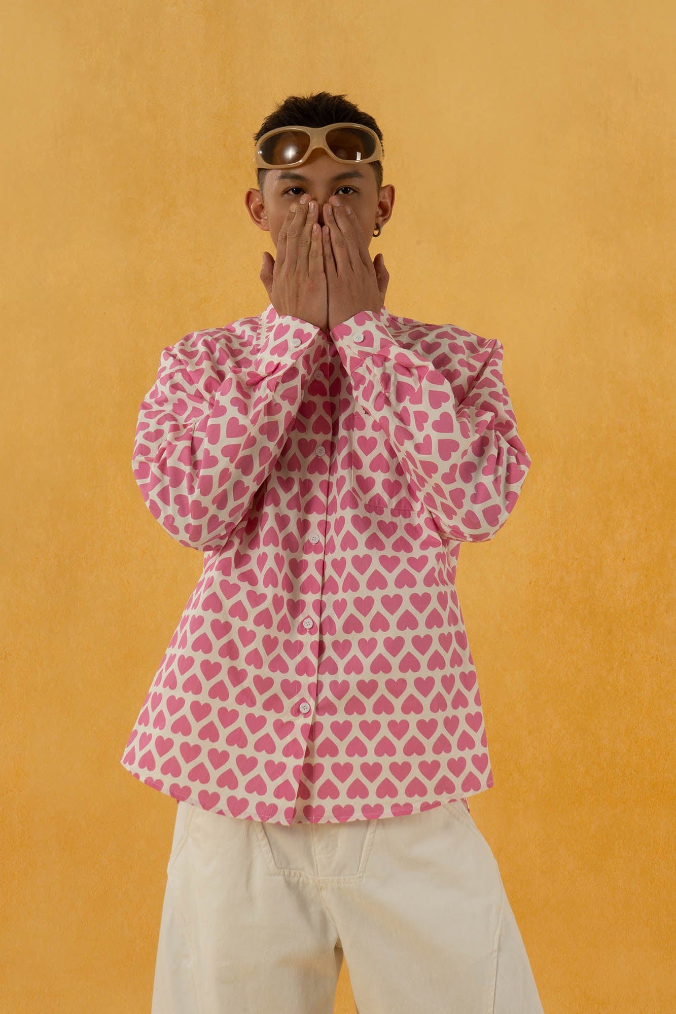CLP Pink Heart Full-Print Shirt-Shirt-M-Free Shipping Leatheretro