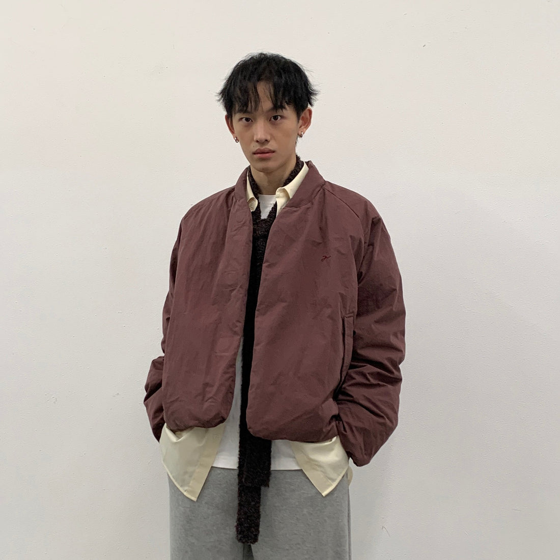 ROARINGWILD A ARCH Minimal Hidden Snap Puffer Jacket-Jacket-XS-Apricot-Free Shipping Leatheretro