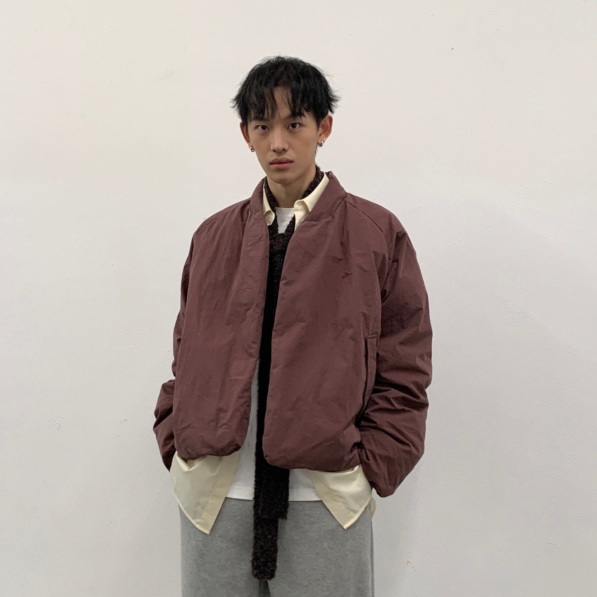 ROARINGWILD A ARCH Minimal Hidden Snap Puffer Jacket-Jacket-XS-Red-Free Shipping Leatheretro
