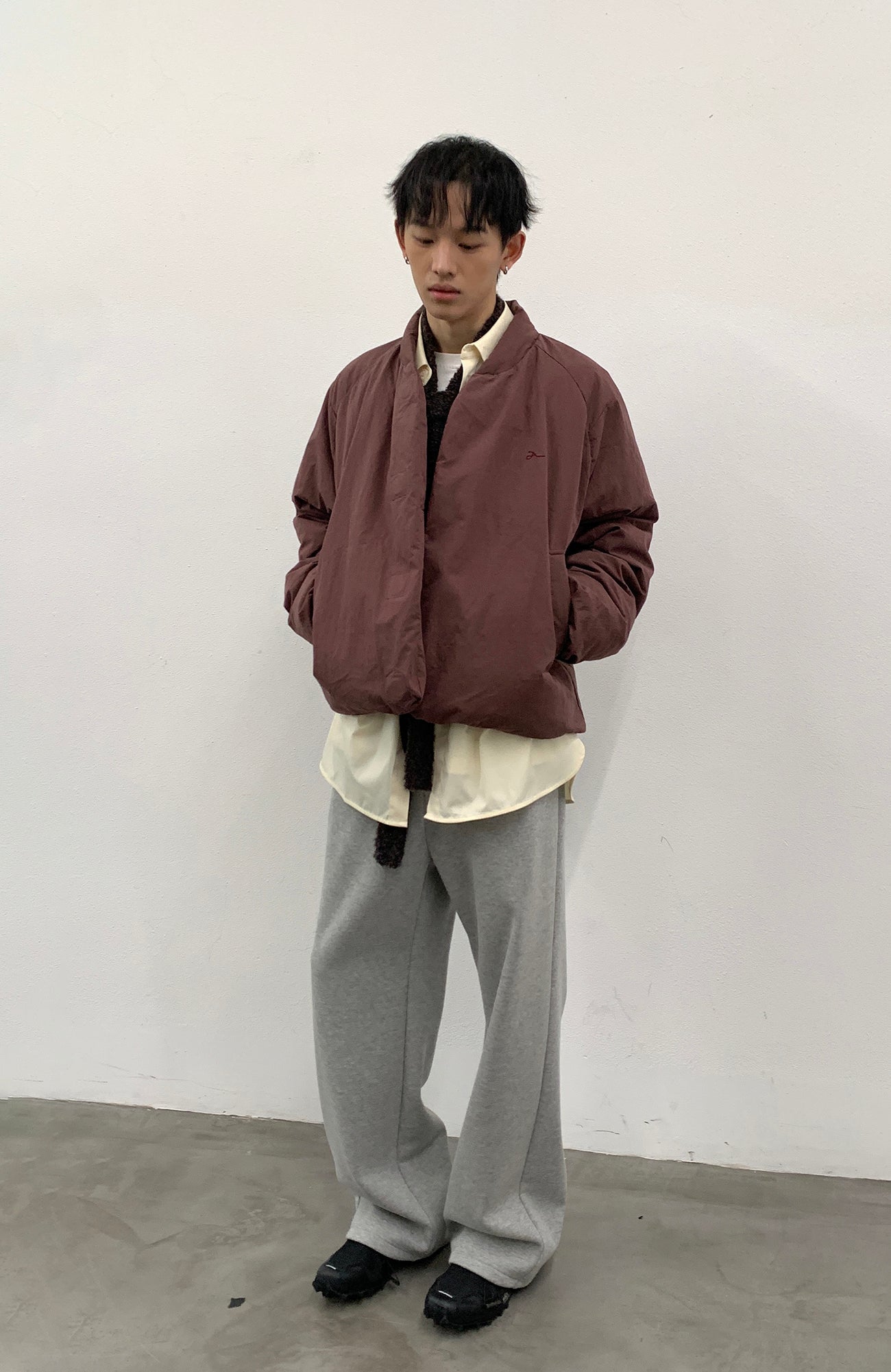 ROARINGWILD A ARCH Minimal Hidden Snap Puffer Jacket-Jacket-XS-Apricot-Free Shipping Leatheretro