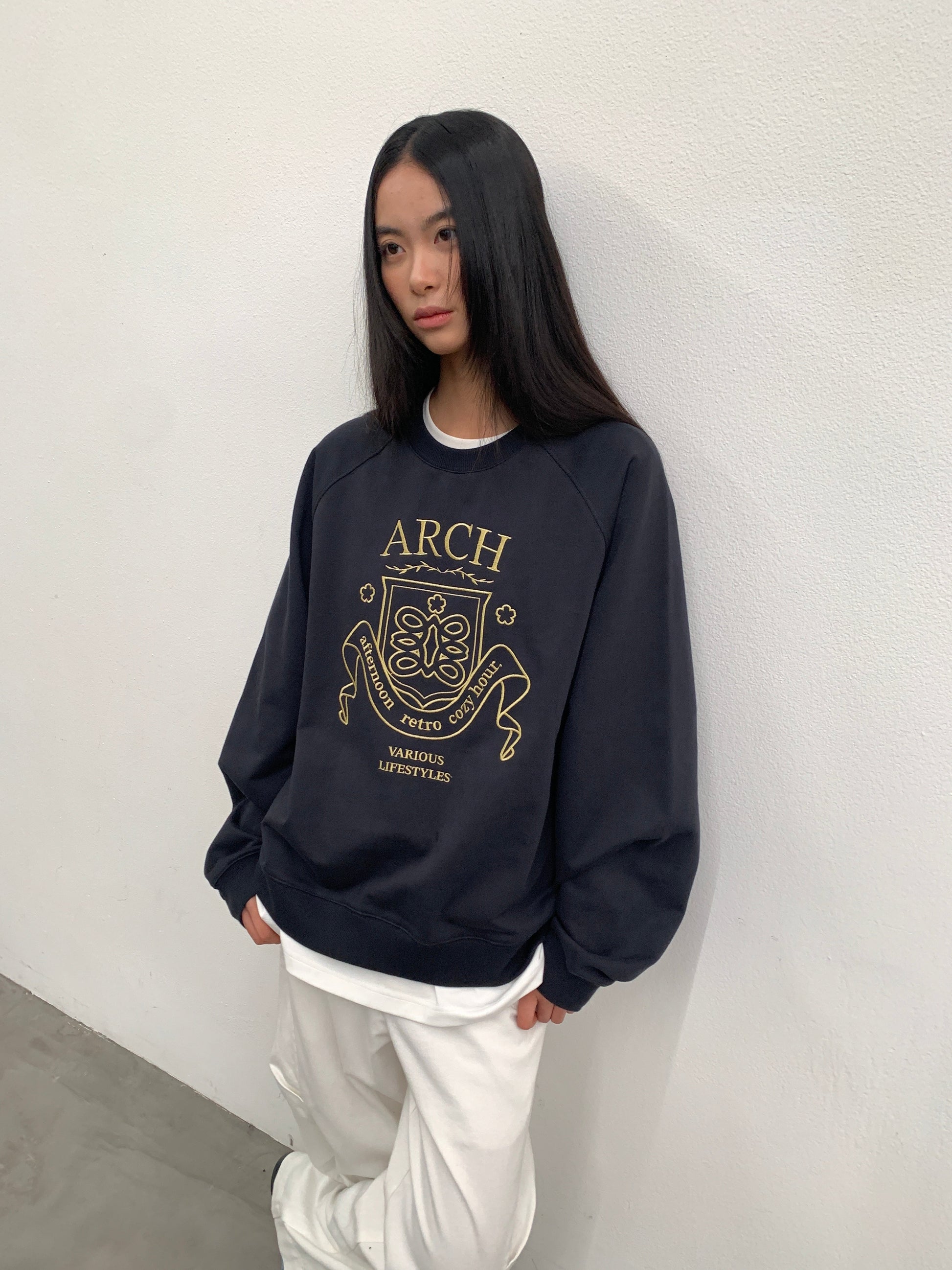 ROARINGWILD A ARCH Collegiate Loopback Raglan Sweatshirt-Sweatshirt-XS-Beige-Free Shipping Leatheretro