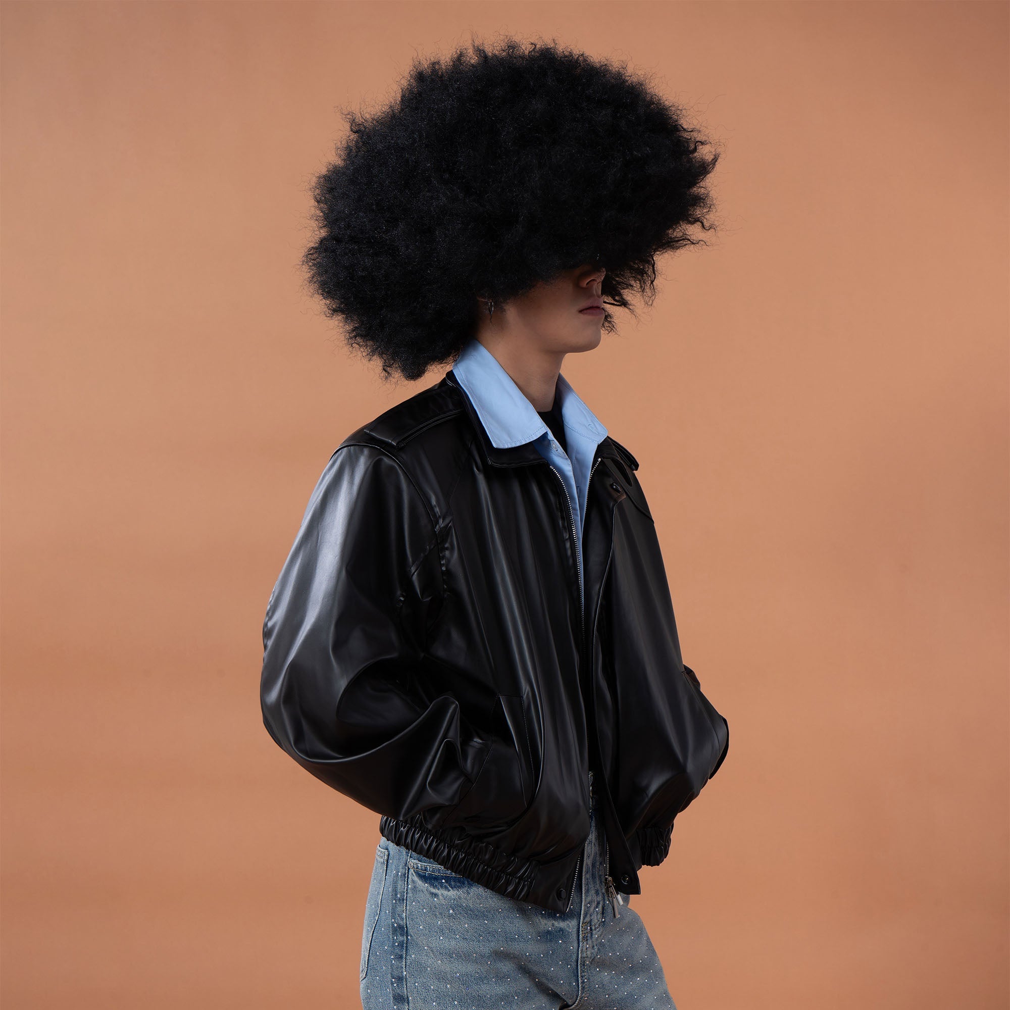 CLP Contrast Layer PU Cropped Moto Jacket-Jacket-M-Free Shipping Leatheretro