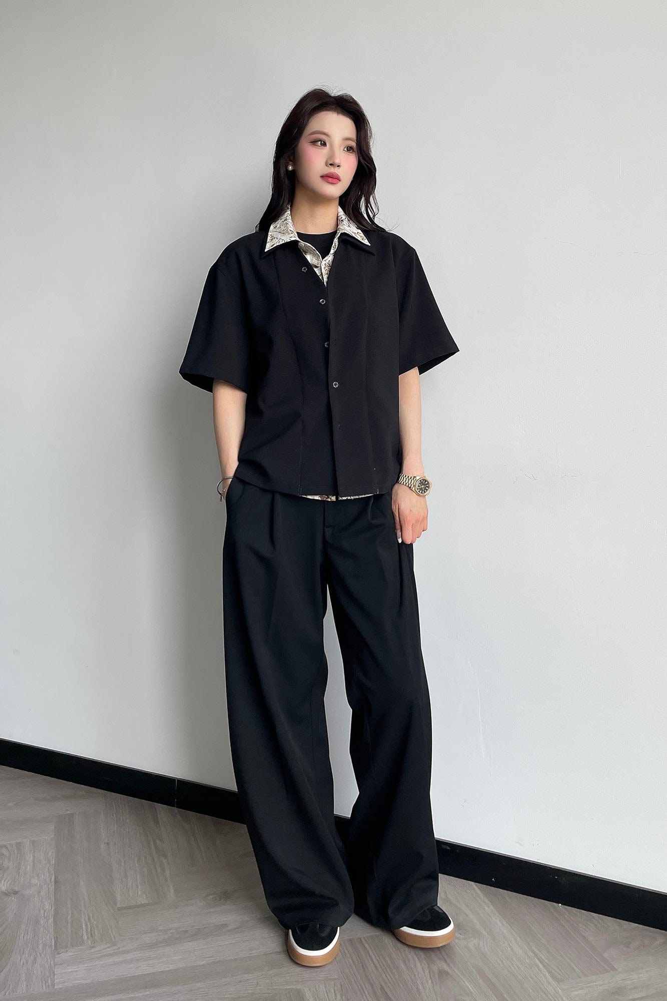 OKAYTHXBYE Double-Layer Floral Half Shirt-Half shirt-S-Free Shipping Leatheretro