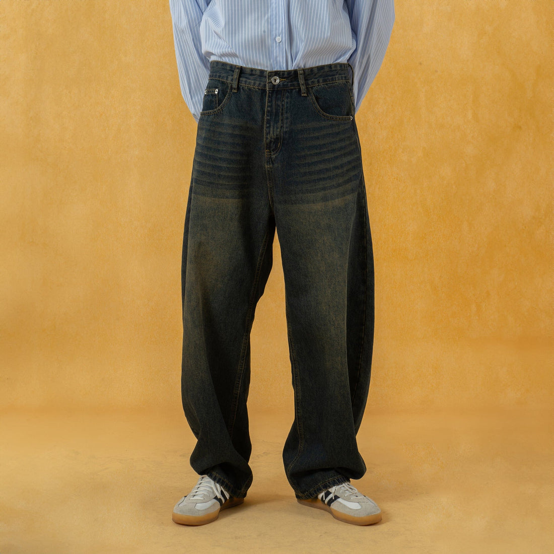 CLP Retro Washed Curved Jeans-Pants-Blue-S-Free Shipping Leatheretro