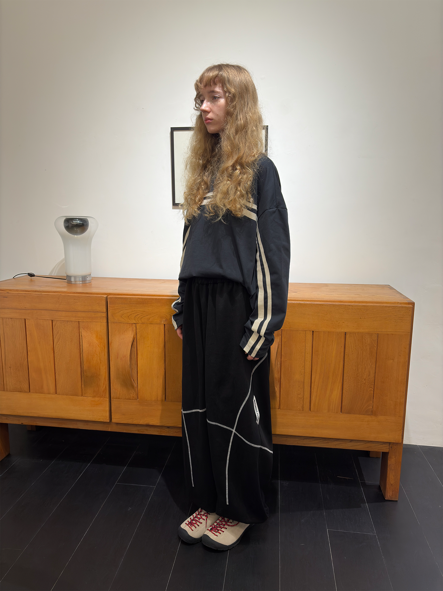 MIICHOUS Paneled Contrast-Stitch Sweatpants-Pants-S-Black-Free Shipping Leatheretro