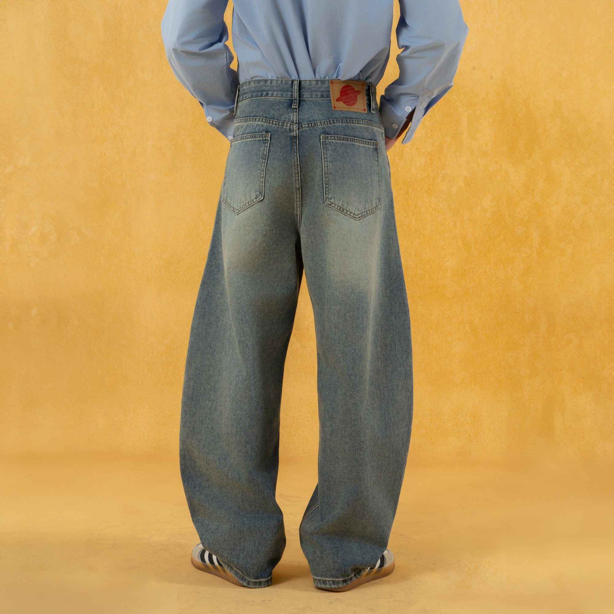 CLP Retro Washed Curved Jeans-Pants-Blue-S-Free Shipping Leatheretro