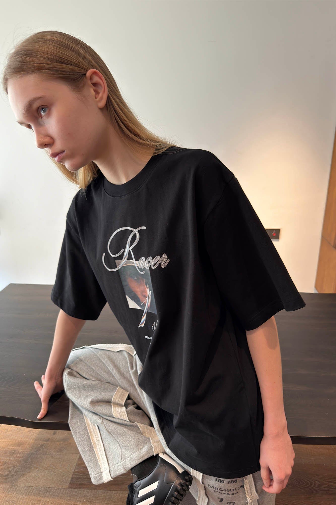 MIICHOUS Racer Portrait Graphic T-Shirt-T Shirt-S-Black-Free Shipping Leatheretro