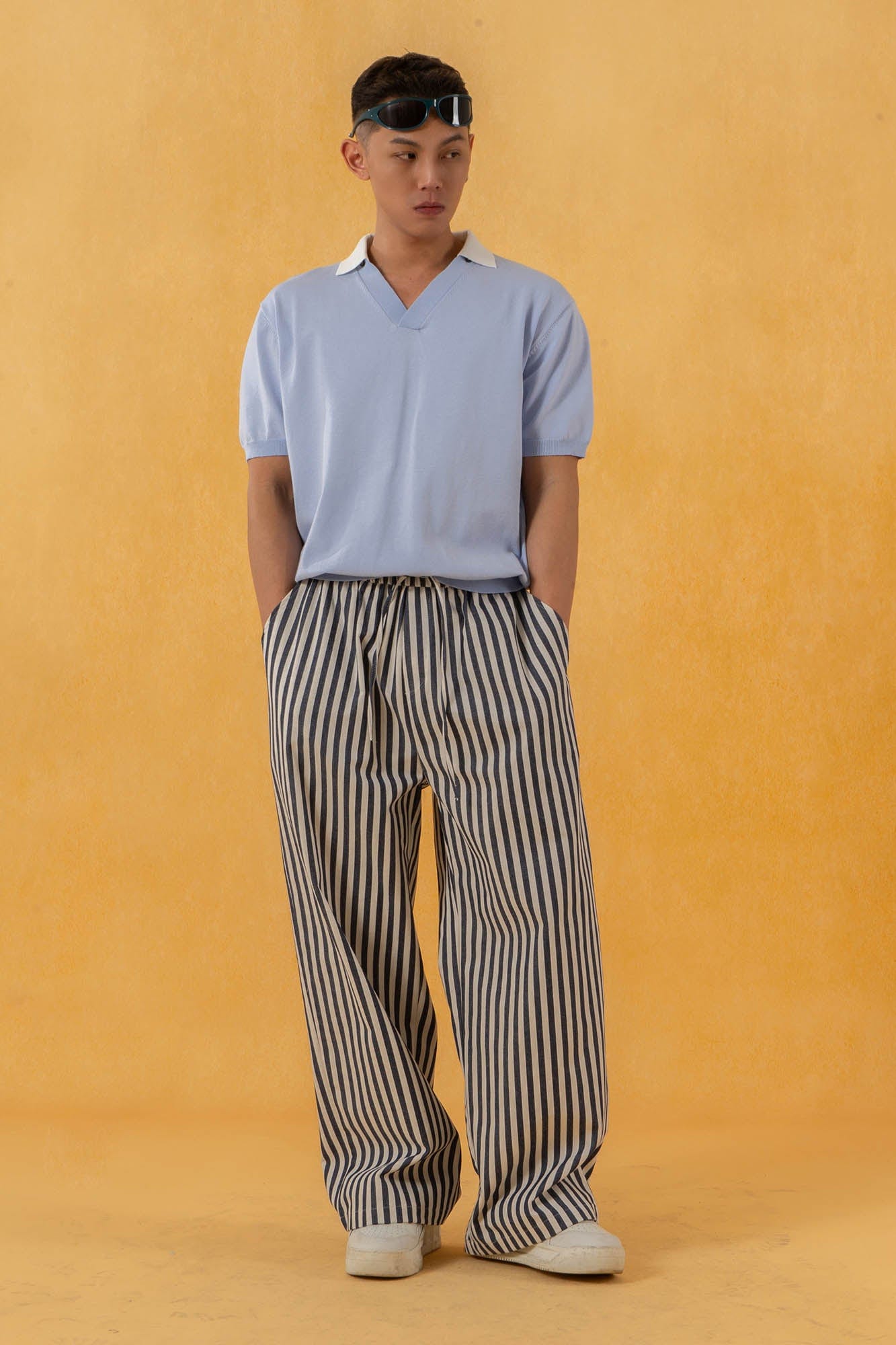 CLP V-Neck Detachable Collar Knitted Tee-T Shirt-S-Apricot-Free Shipping Leatheretro